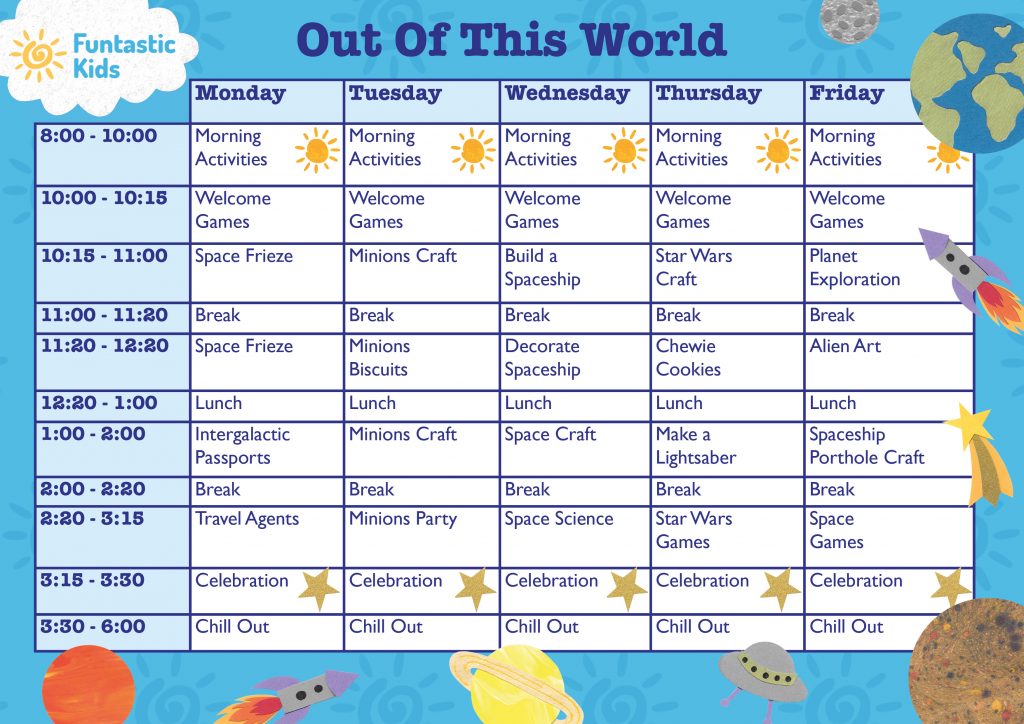 Holiday Camp Themed Timetable- Out of this World