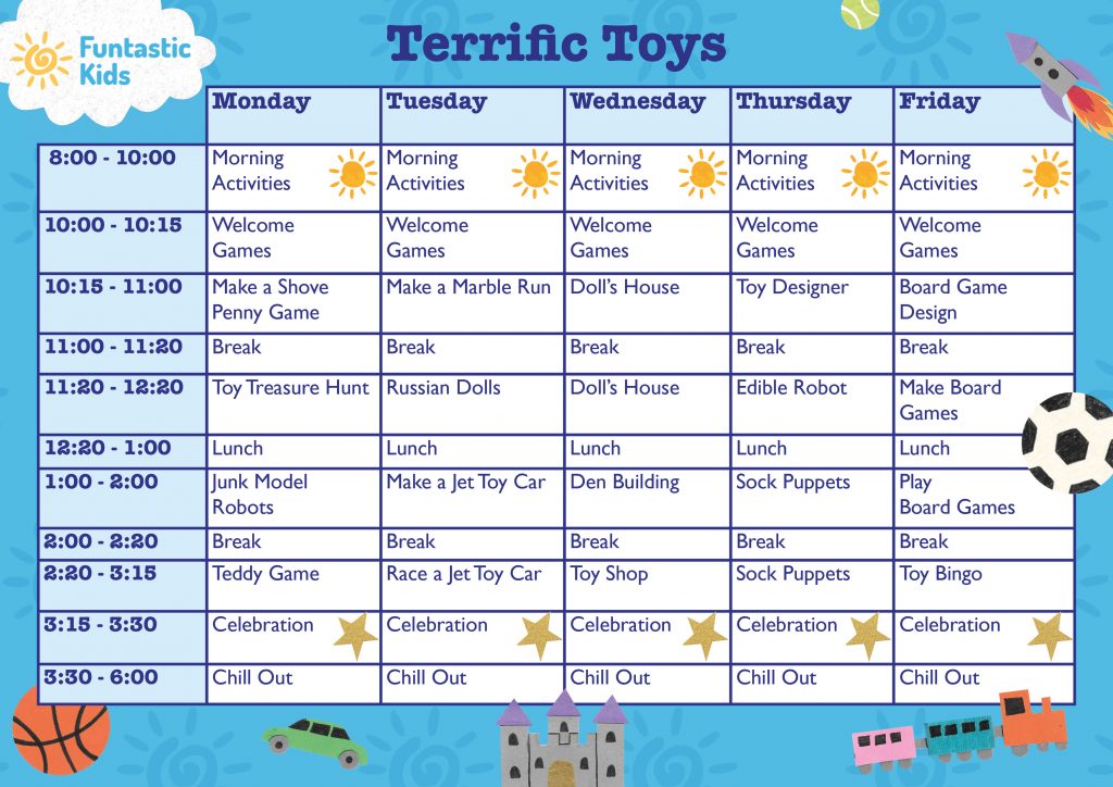 Themed Holiday Camp Timetable- Terrific Toys