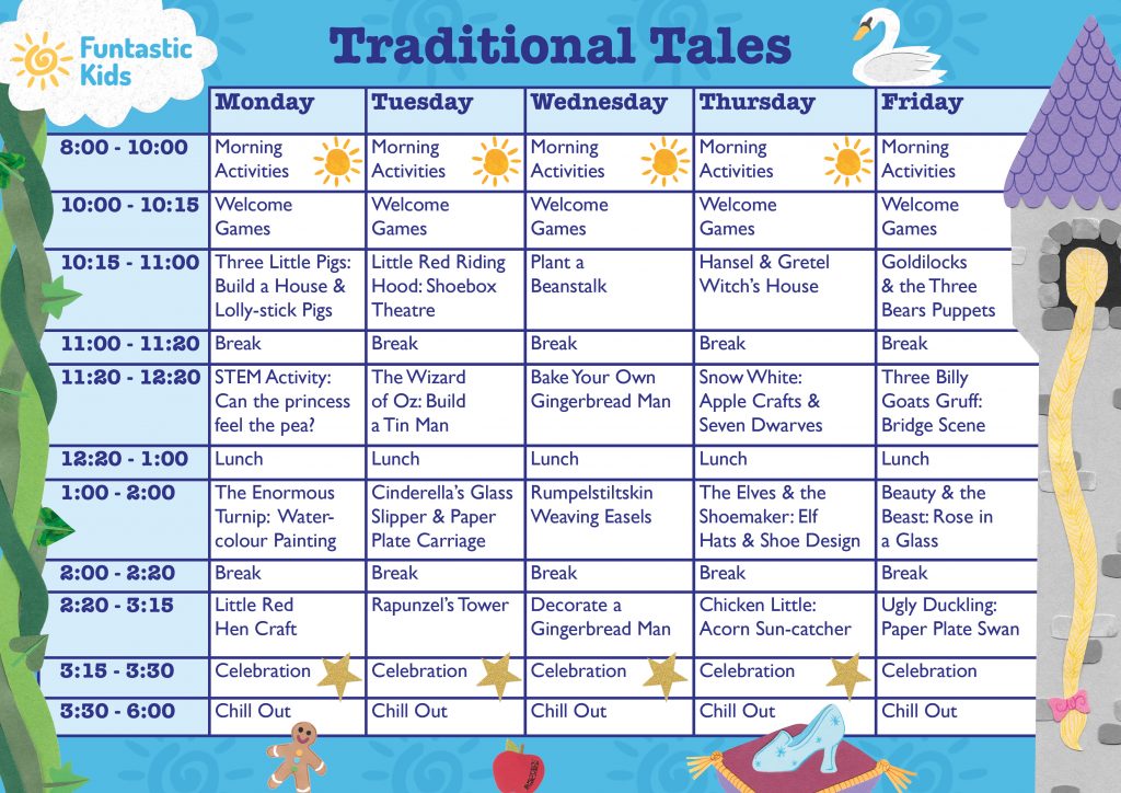 Holiday Camp Themed Timetable- Traditional Tales