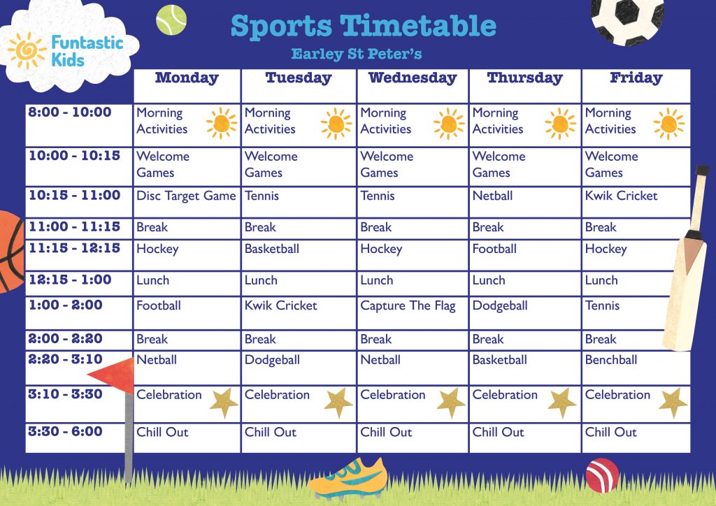 Holiday Camp Sports Timetable