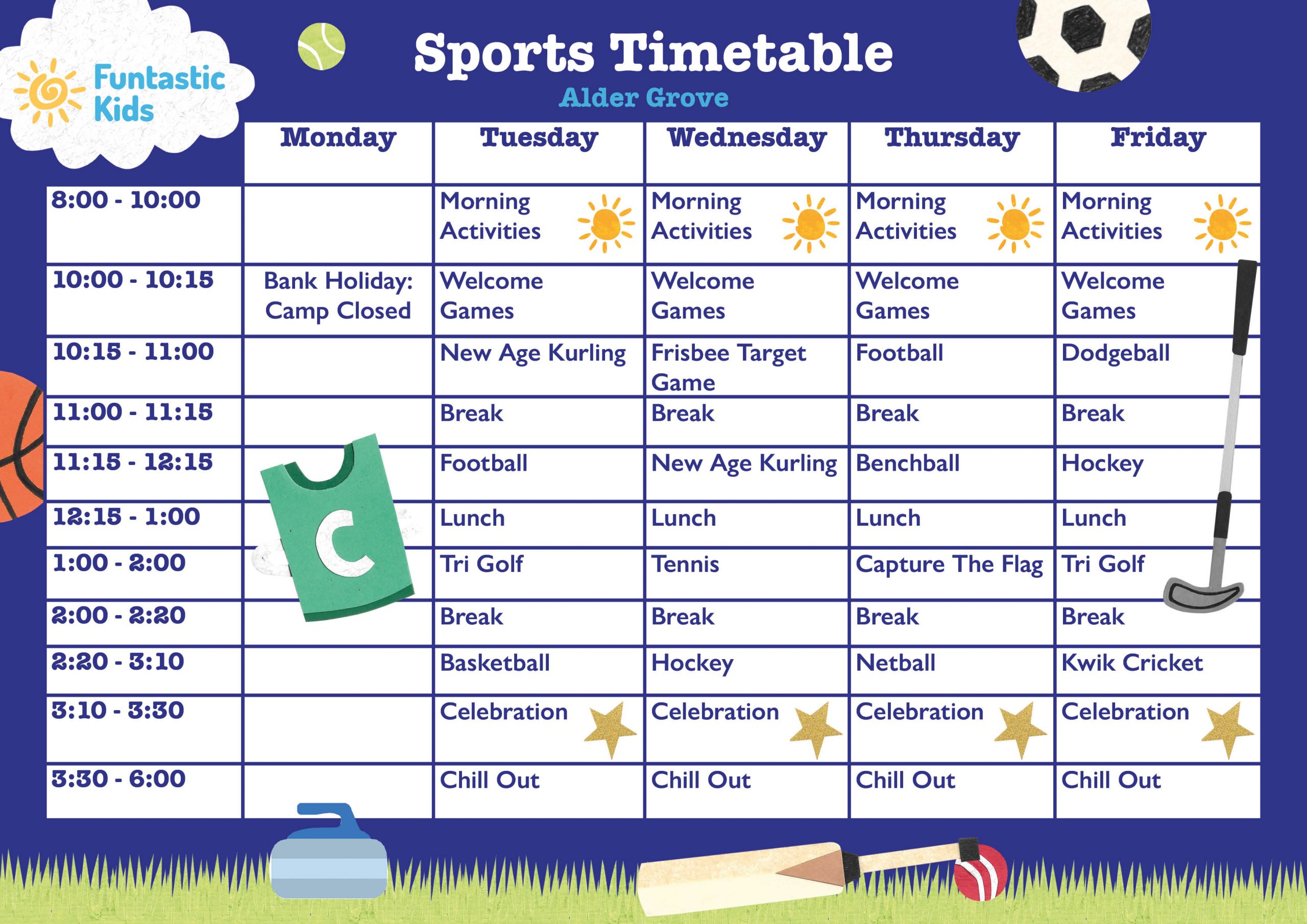 May Half Term Sports Timetable