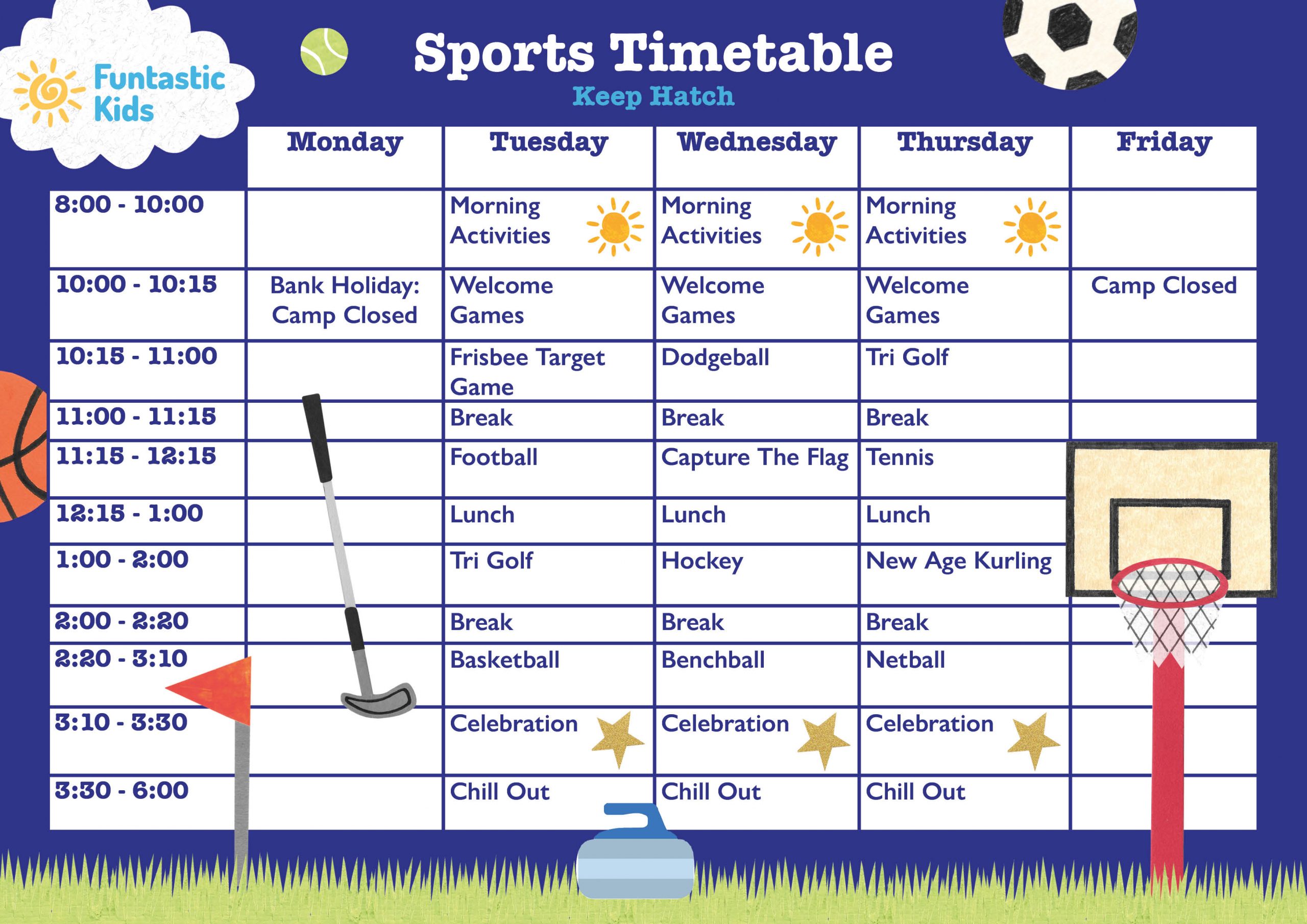 May Half Term Sports Timetable