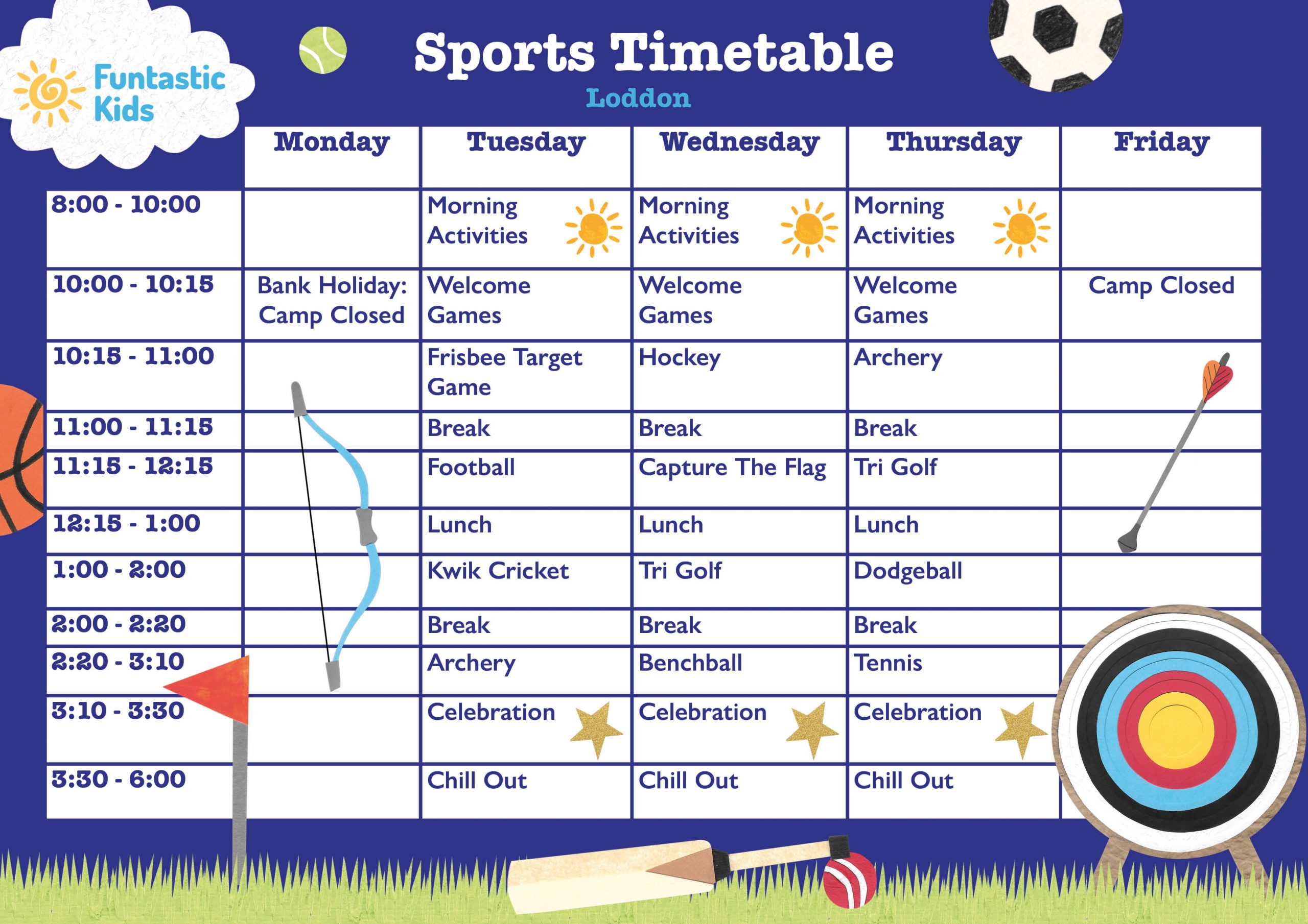 May Half Term Sports Timetable