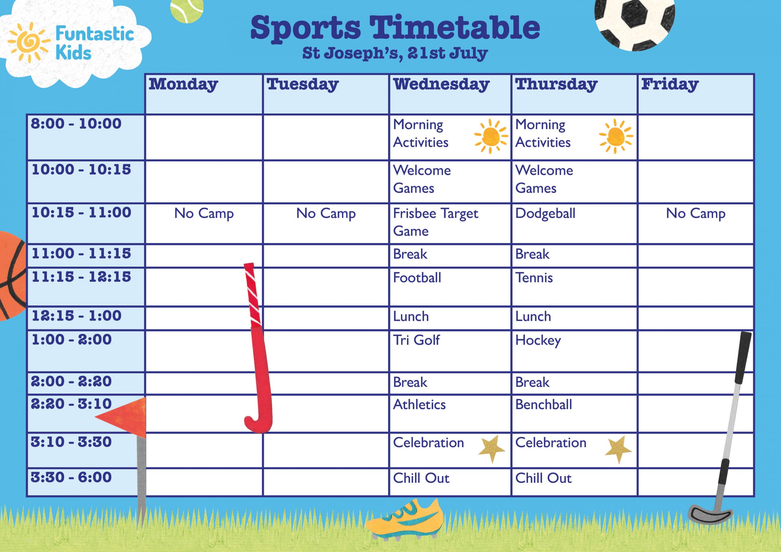 Summer Sports Timetable
