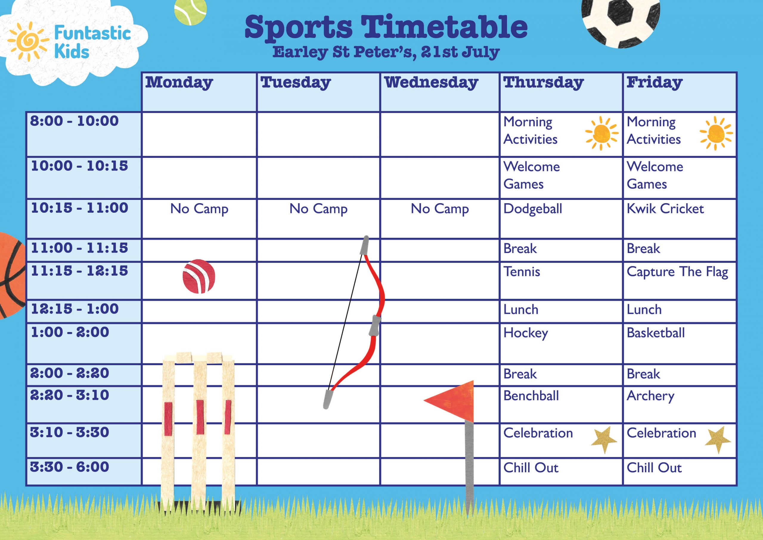 Summer Sports Timetable