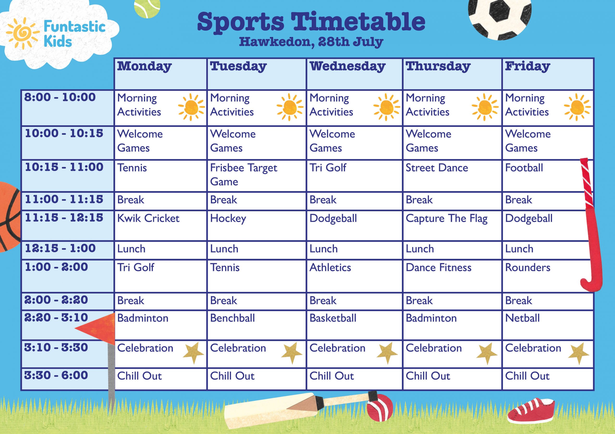 Sports-Timetable-Week-28th-July-1 Summer Sports Timetable