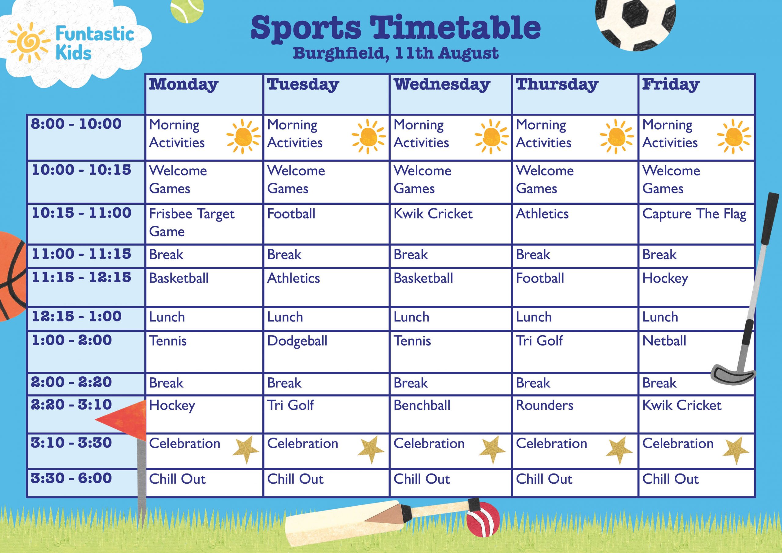 Summer Sports Timetable