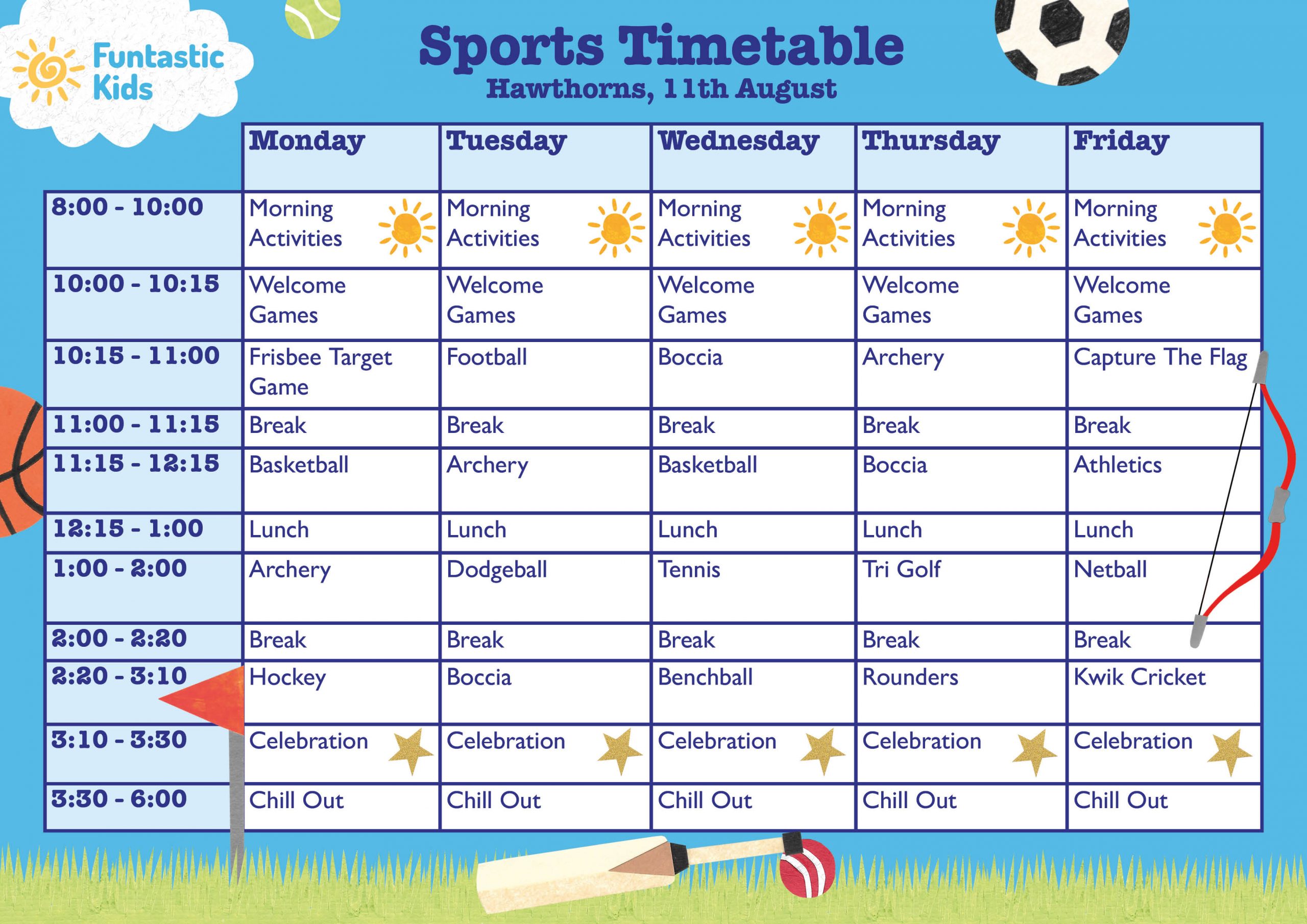 Sports-Timetable-Week-11th-Aug-5 Summer Sports Timetable