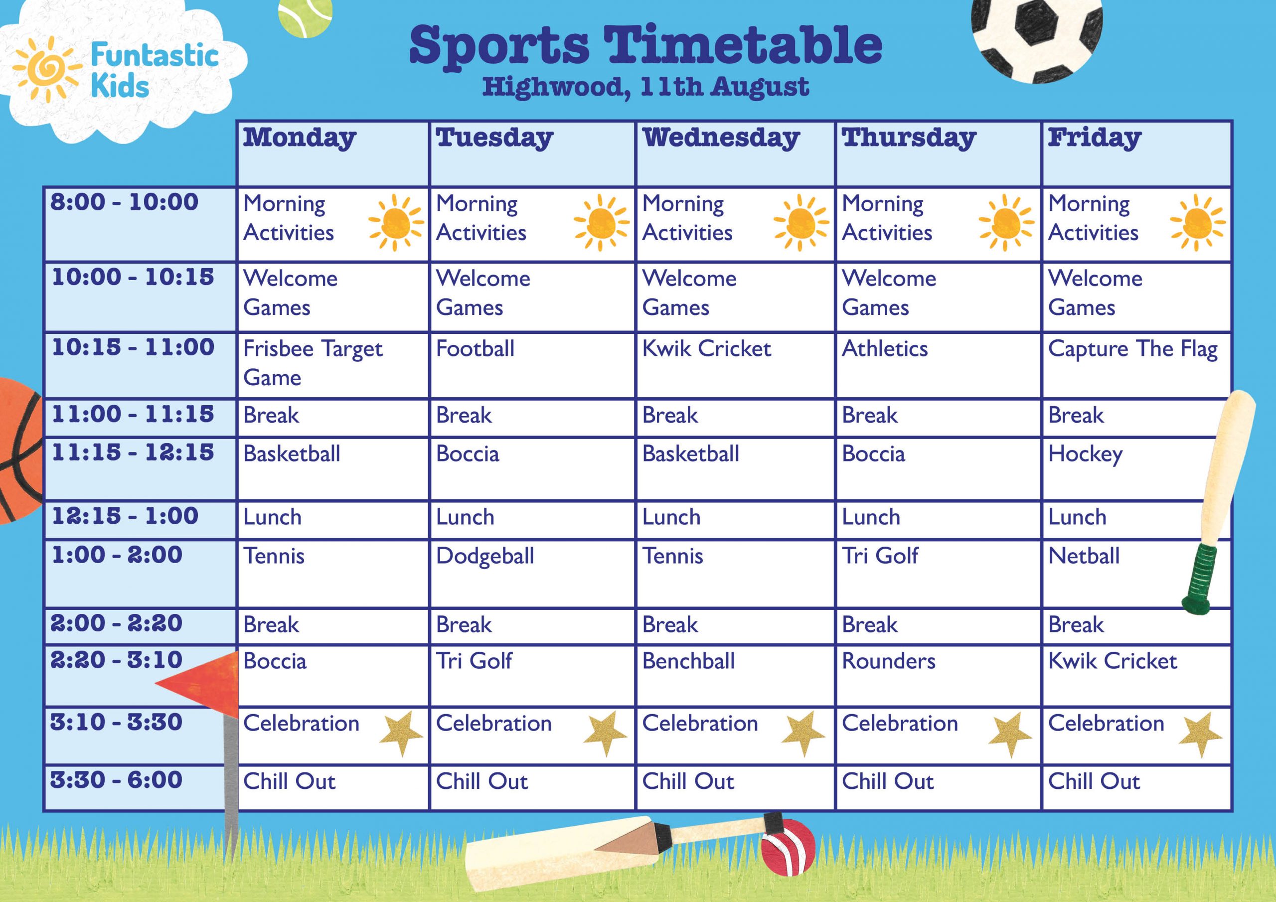 Sports-Timetable-Week-11th-Aug-6 Summer Sports Timetable