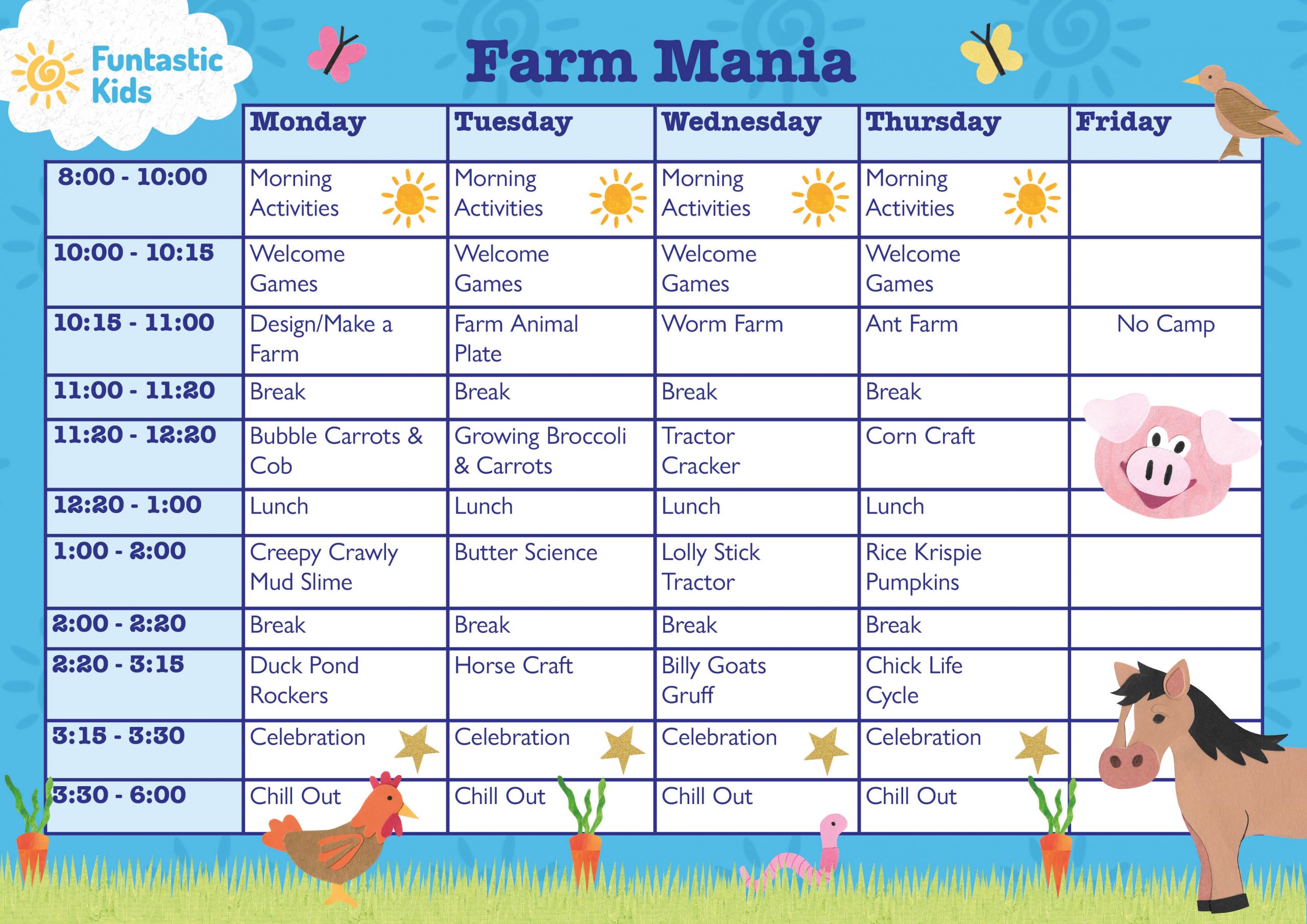 Summer Themed Timetable - Farm Mania