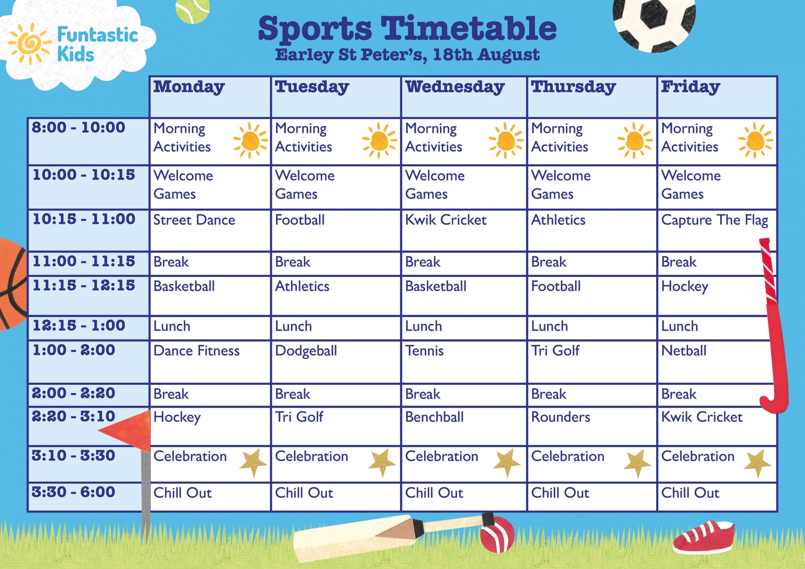 Summer Sports Timetable