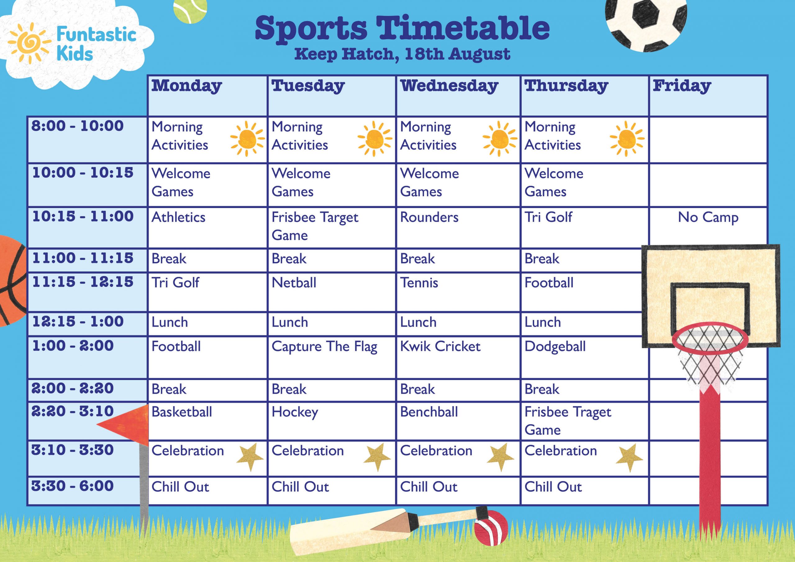 Summer Sports Timetable