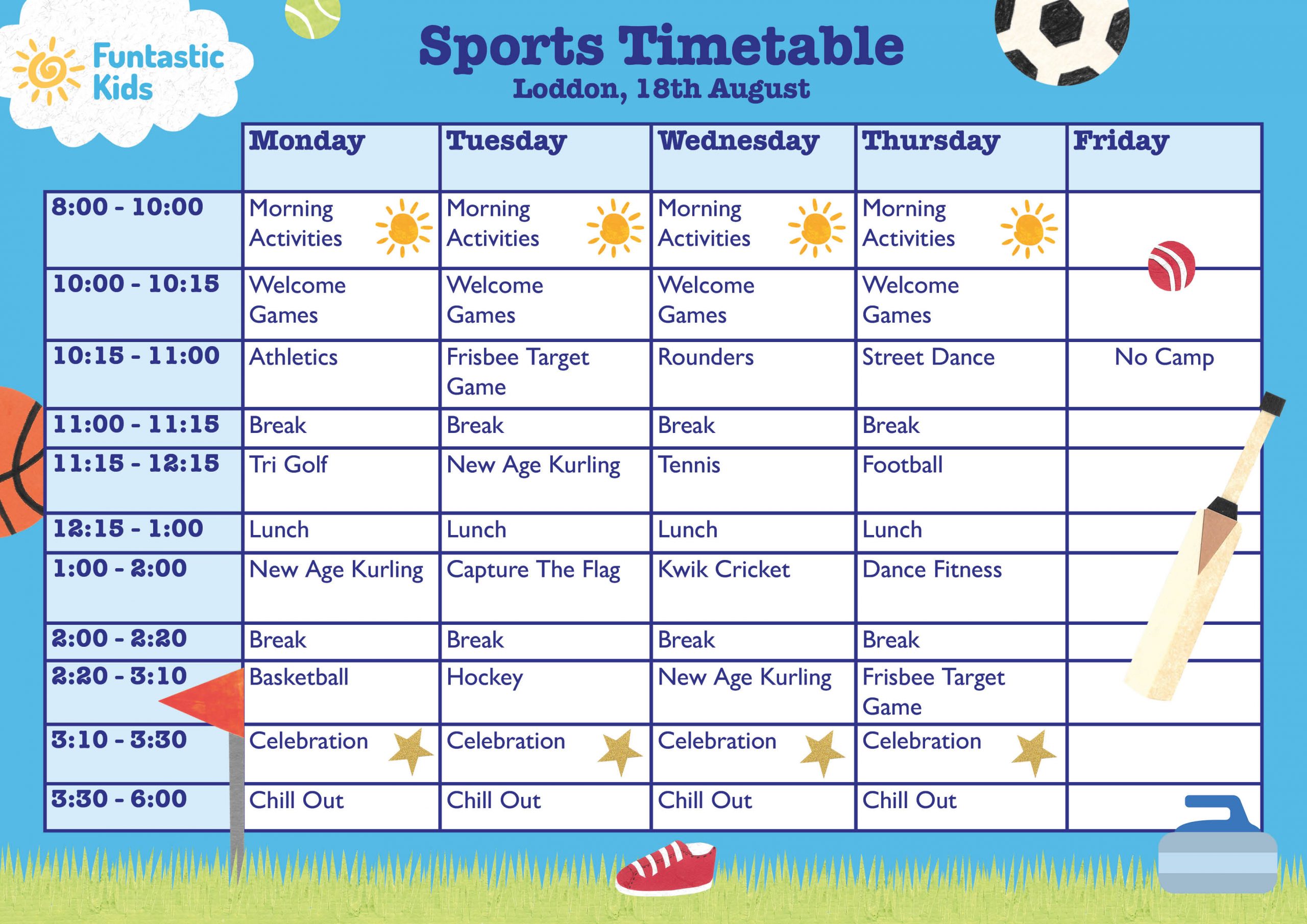 Sports-Timetable-Week-18th-Aug-8 Summer Sports Timetable
