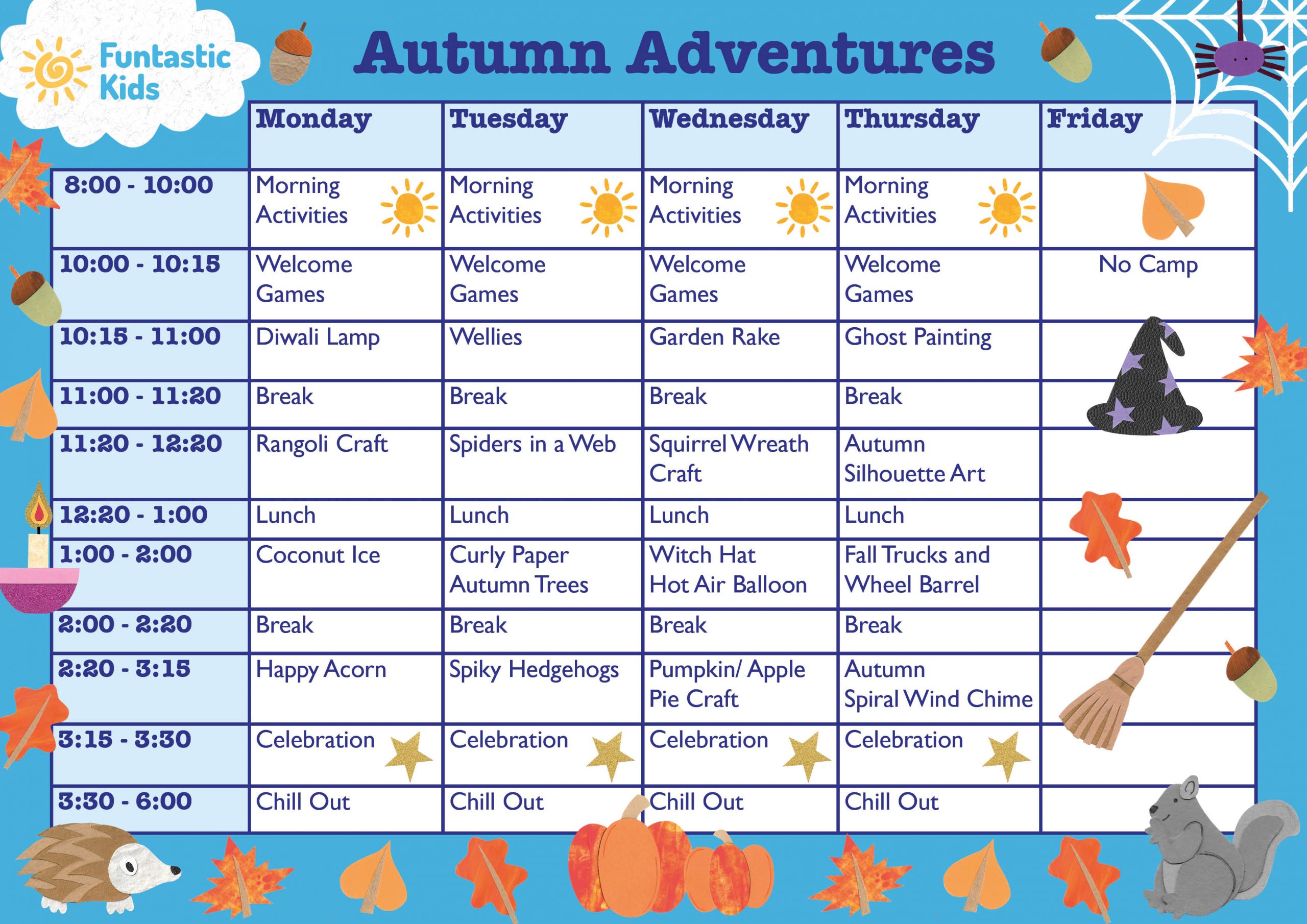 October Themed Timetable- Autumn Adventures