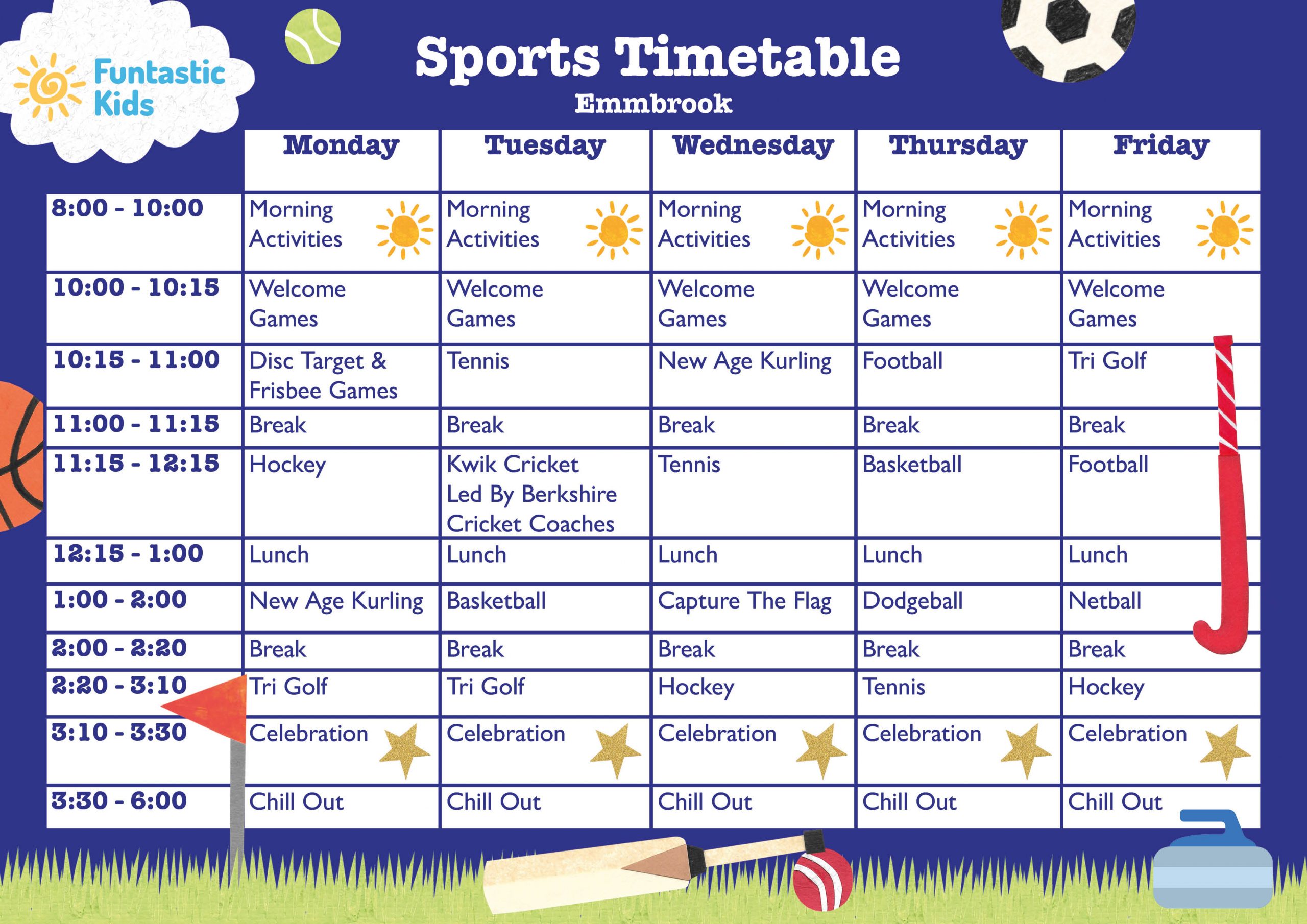 October Sports Timetable
