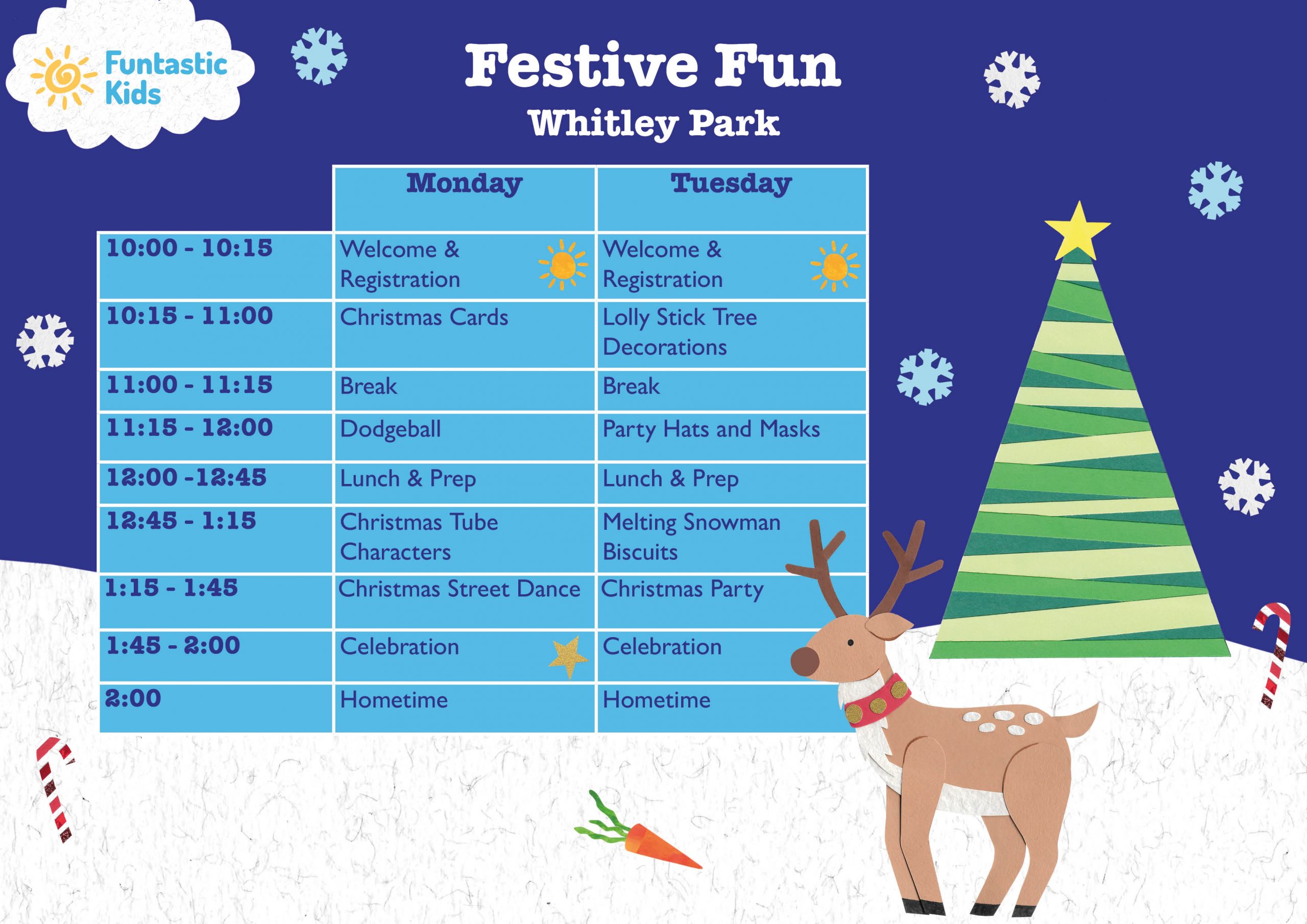 Christmas Timetable Whitley Park 2025 Christmas Themed and Sport Timetable