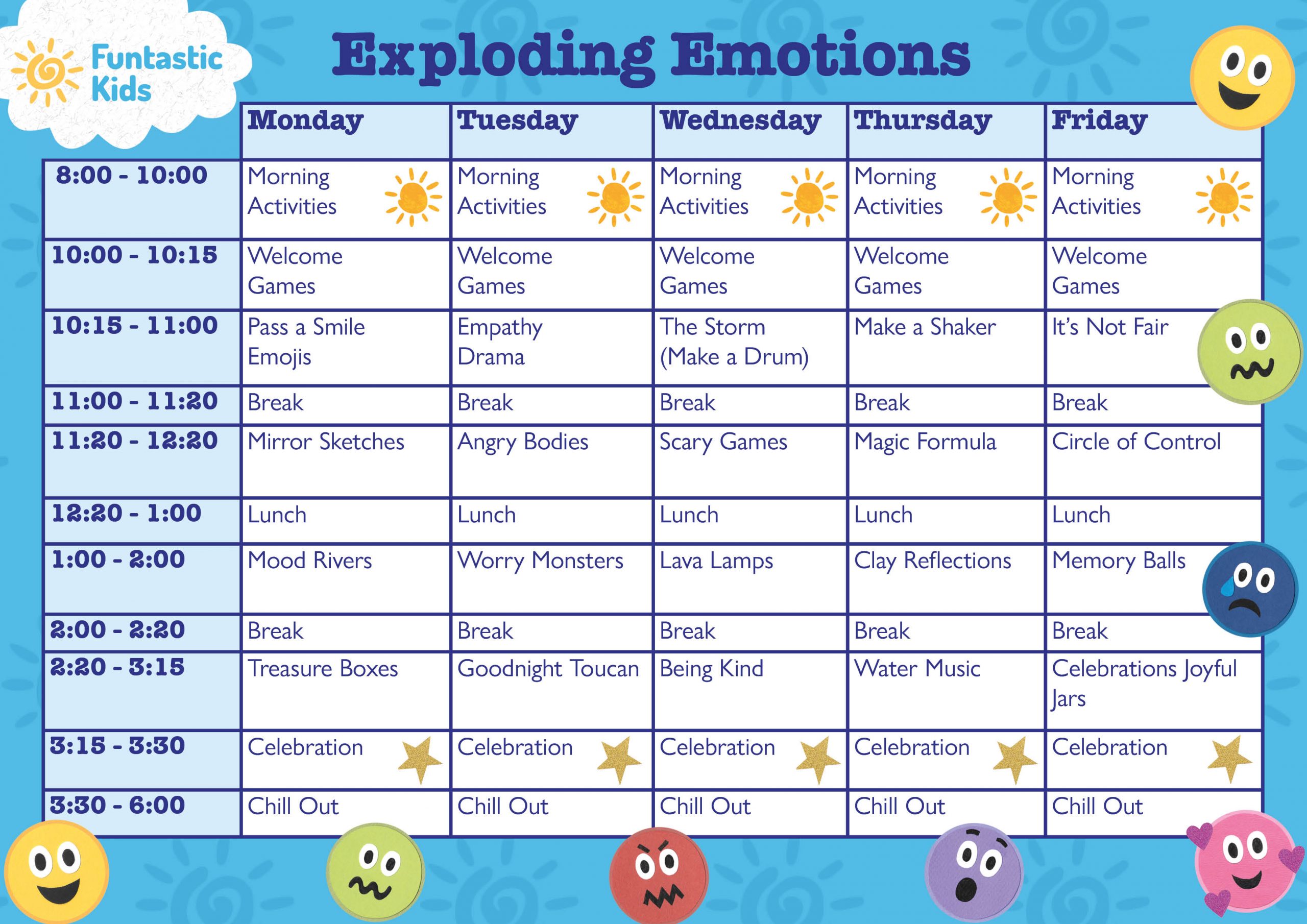 February Themed Timetable- Exploding Emotions