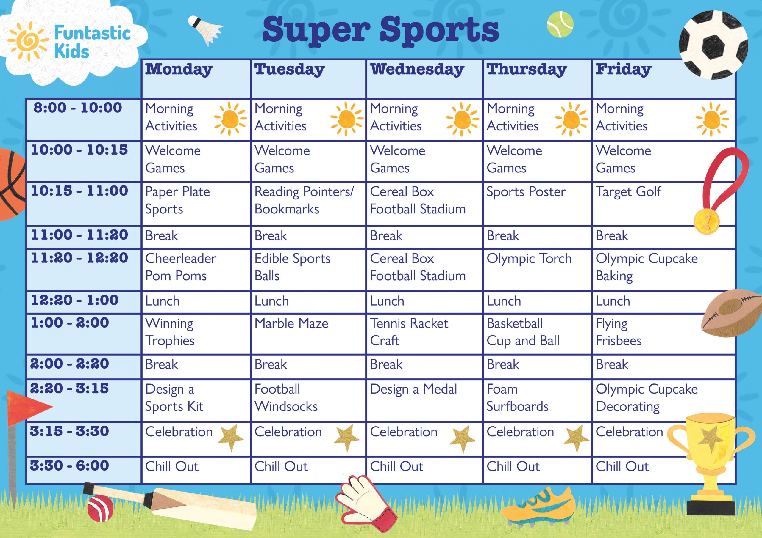February Themed Timetable- Super Sports