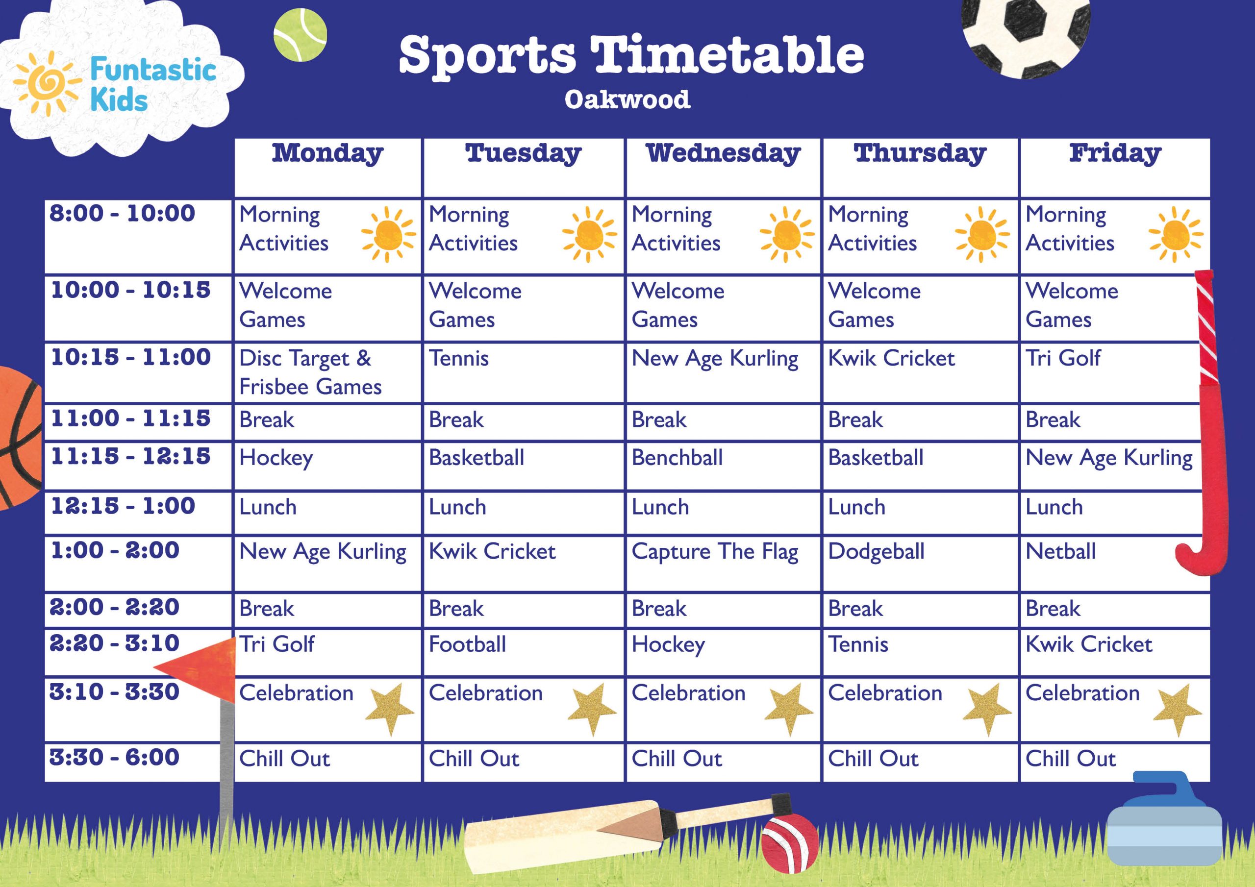 February Sports Timetable Oakwood February Sports Timetable