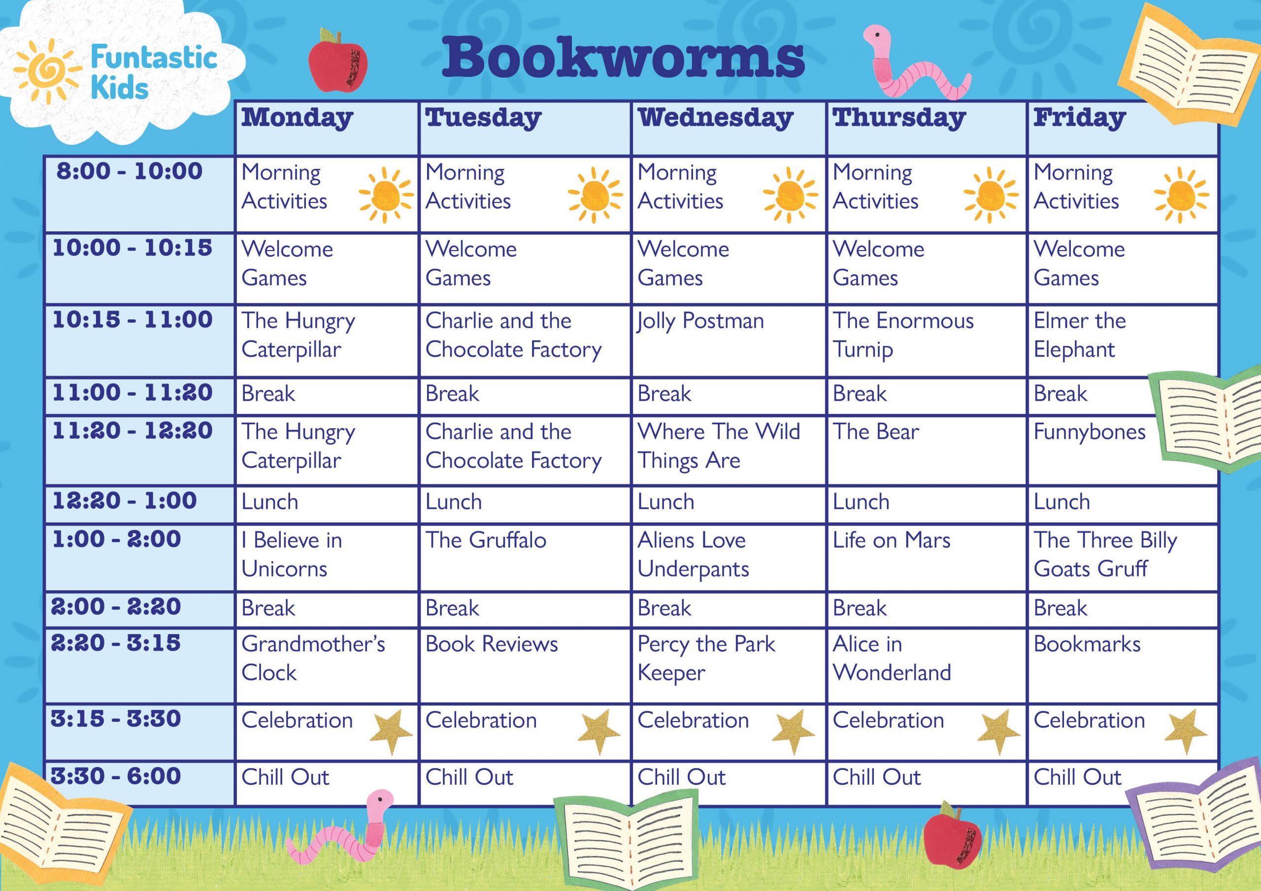 February Themed Timetable- Bookworms