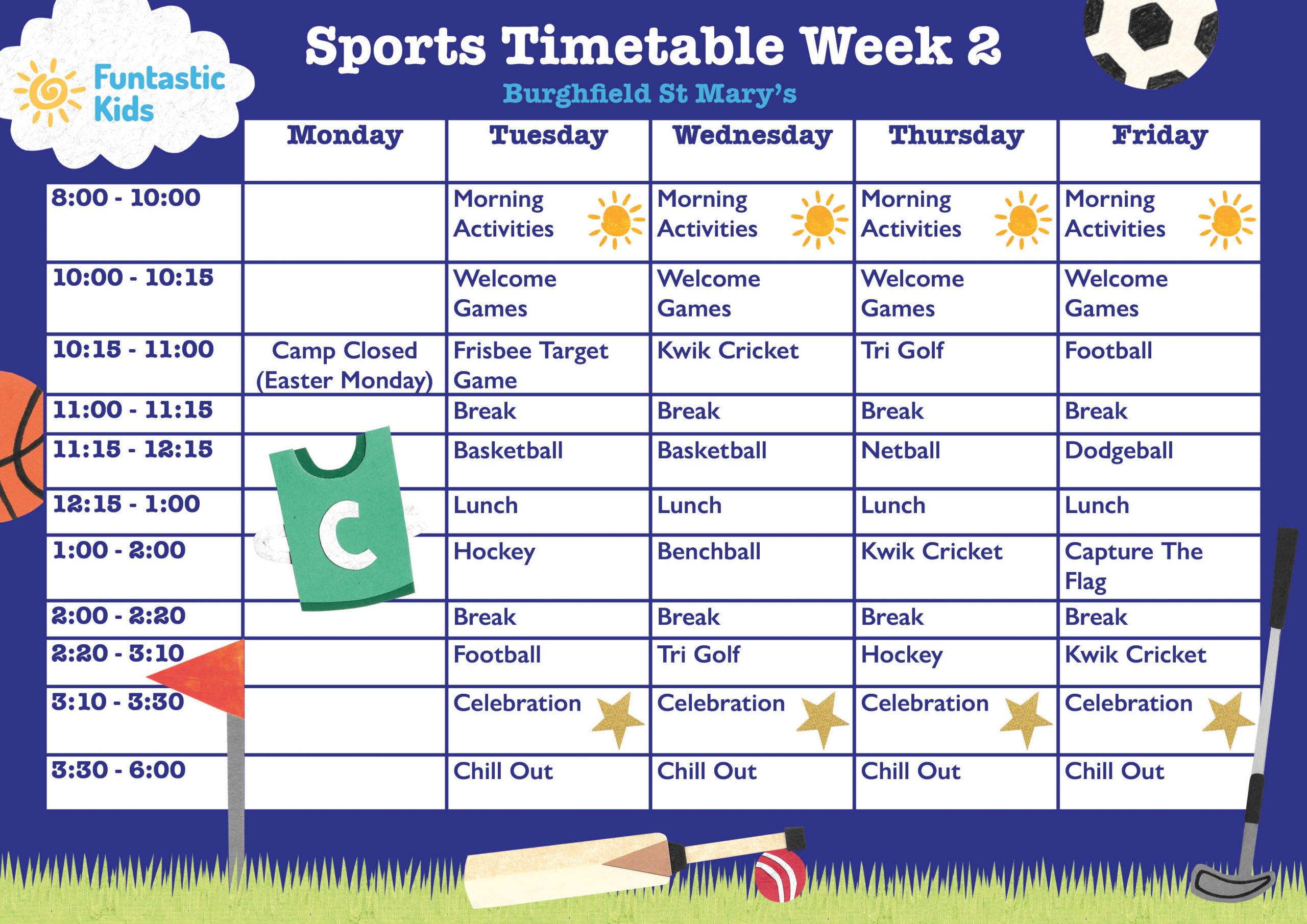 Burghfield Sports Timetable Easter 2026 Week 2 Easter Sports Timetable