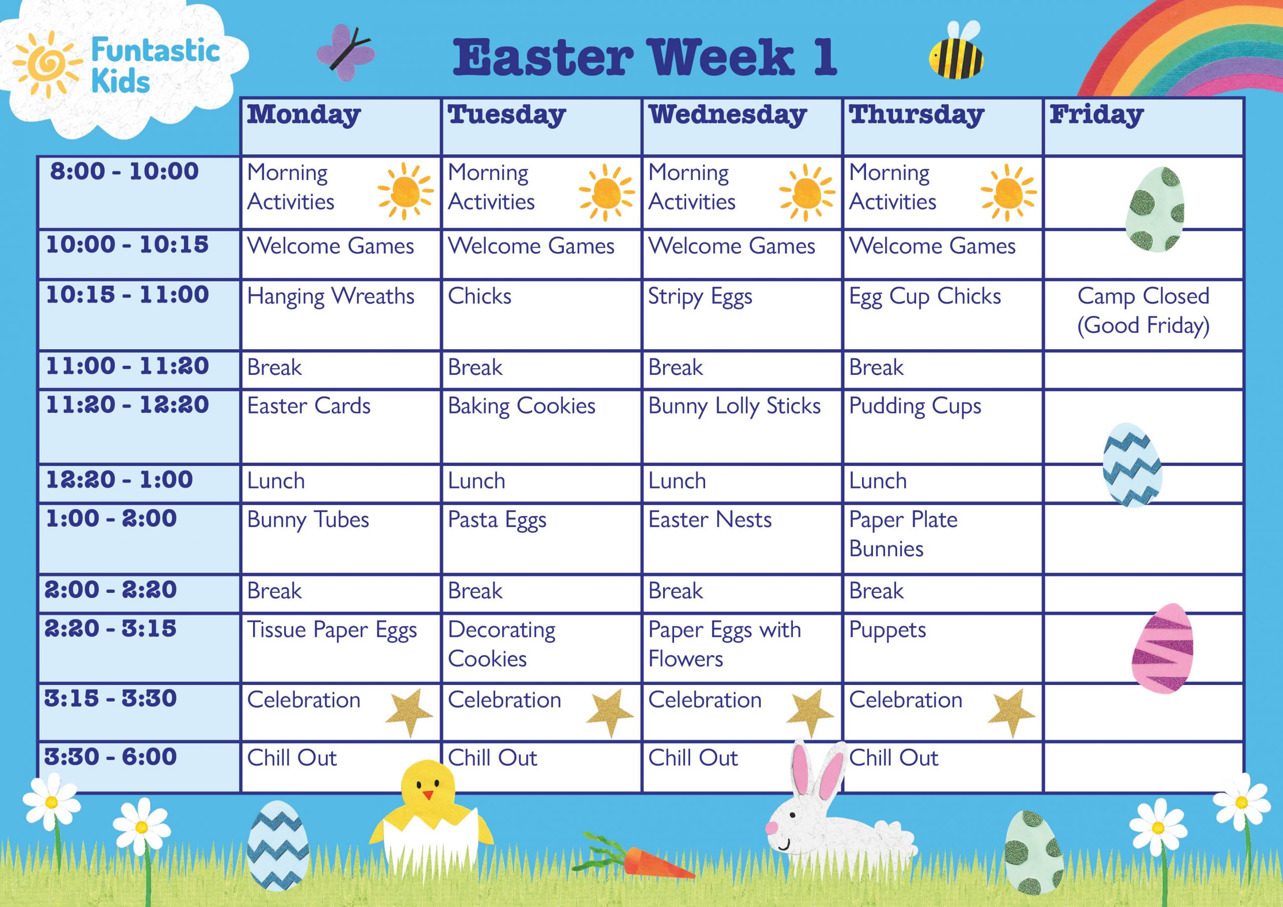Easter Timetable Week 1 2026 Easter Themed Timetable Week 1