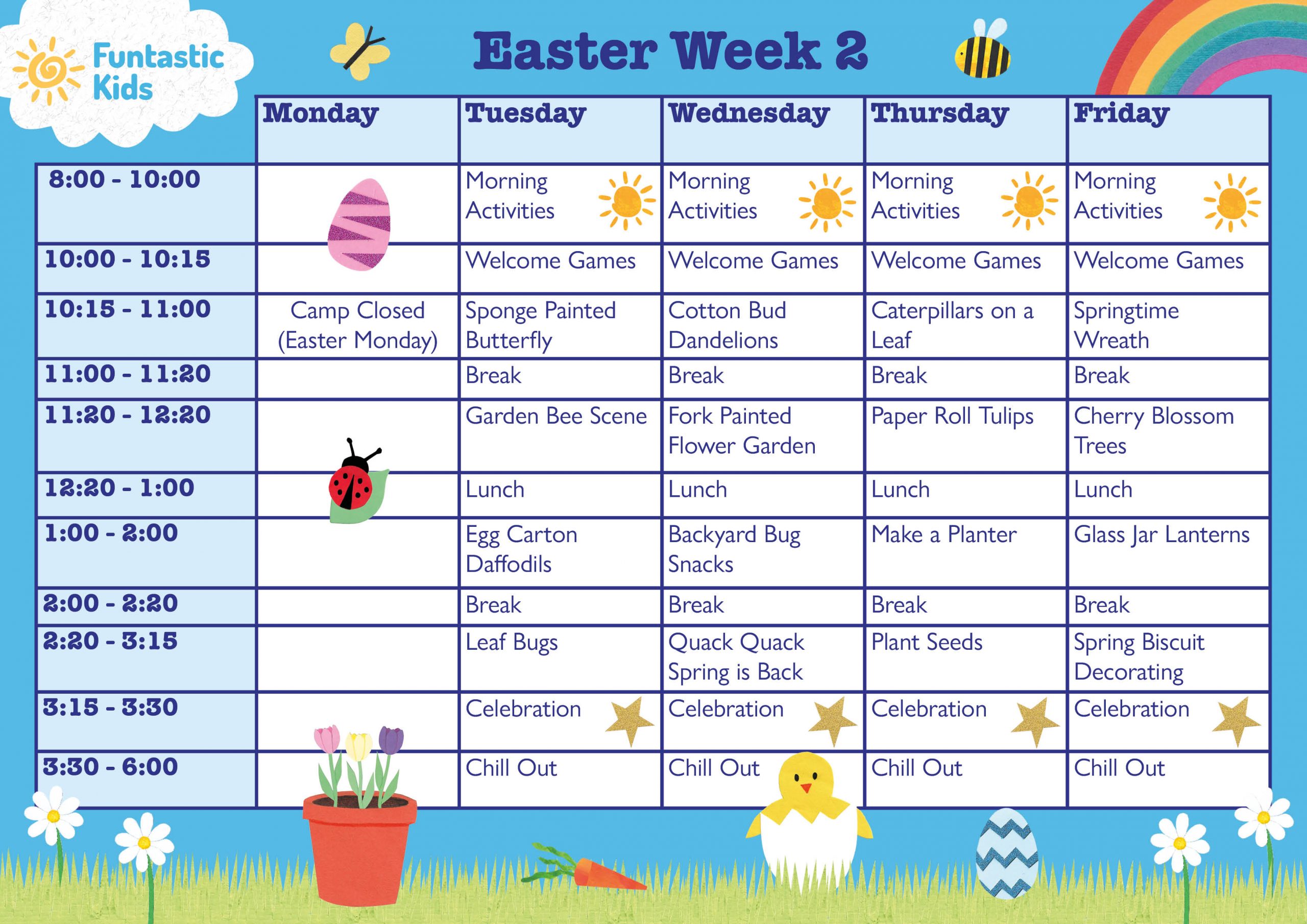Easter Timetable Week 2 2026 Easter Themed Timetable Week 2