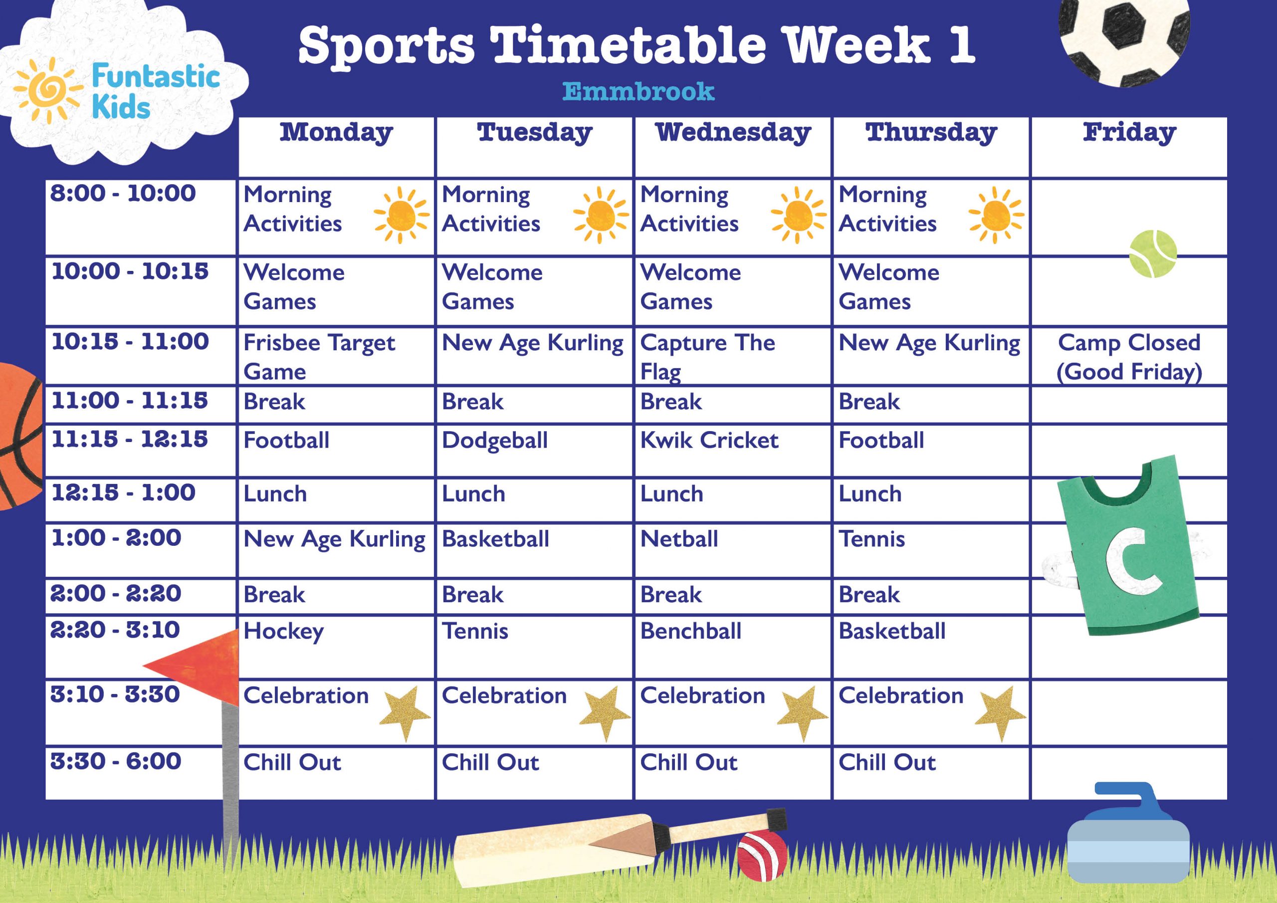 Easter Sports Timetable