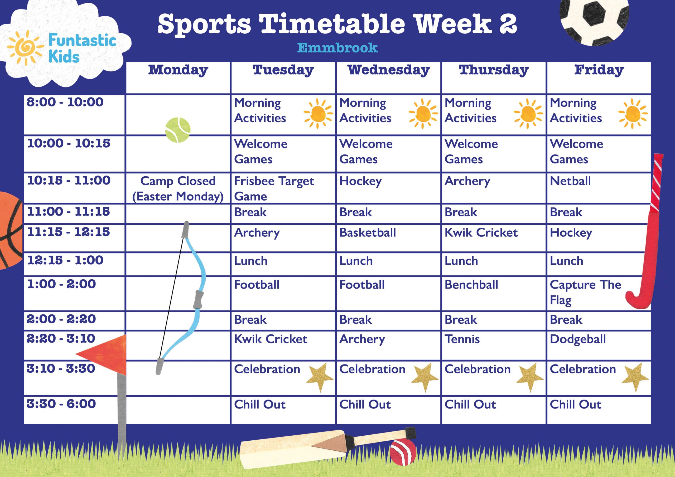 Easter Sports Timetable