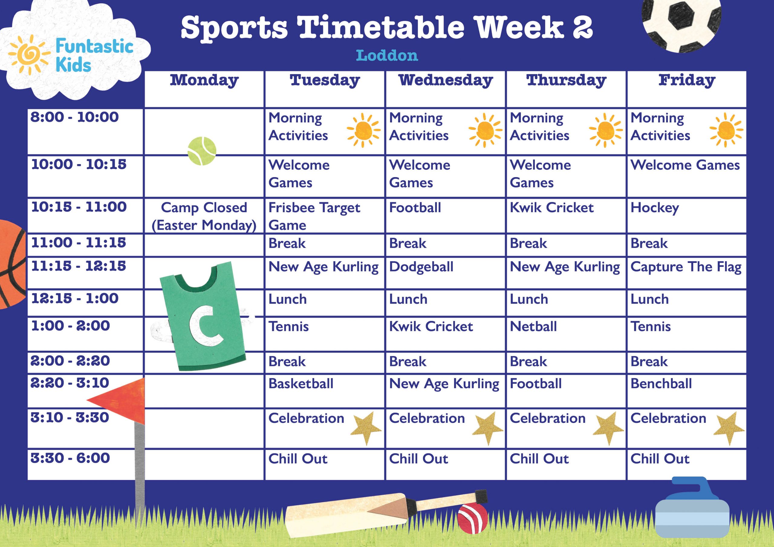 Easter Sports Timetable