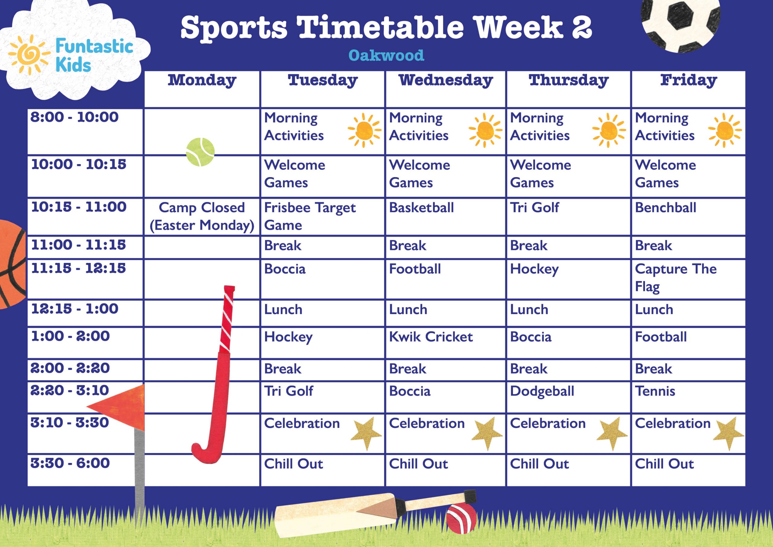 Easter Sports Timetable
