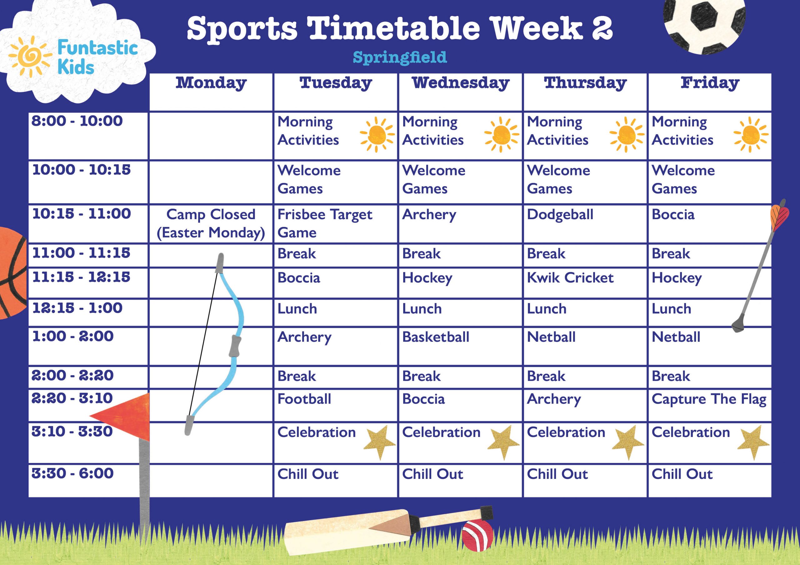 Easter Sports Timetable