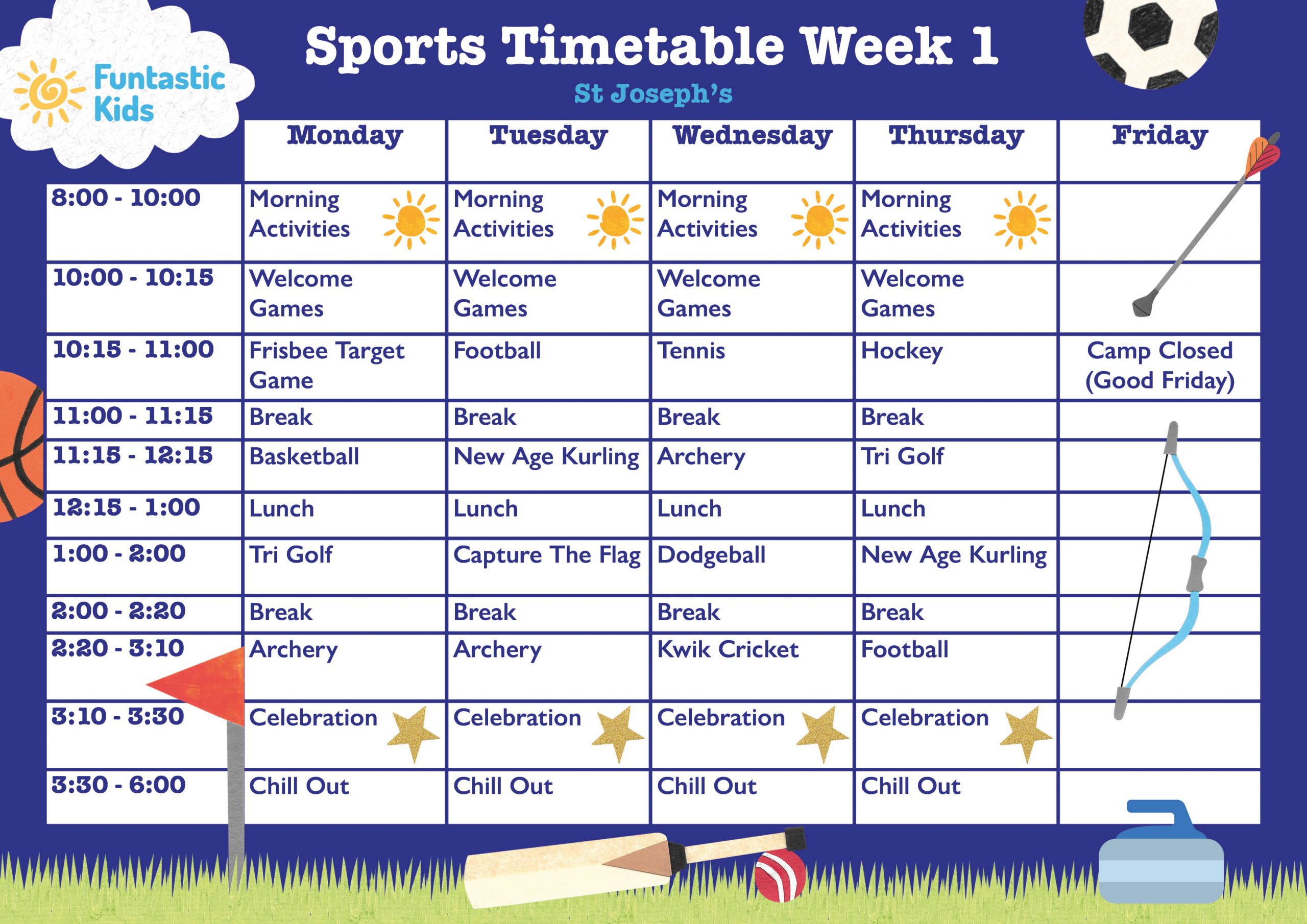 Easter Sports Timetable