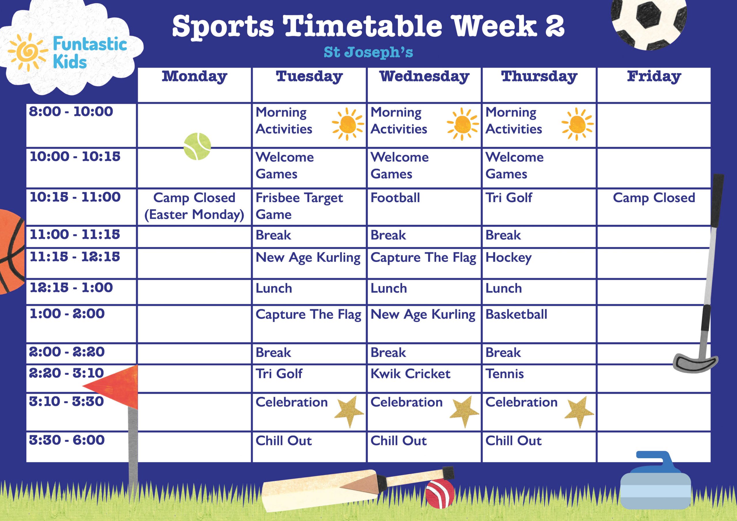 Easter Sports Timetable