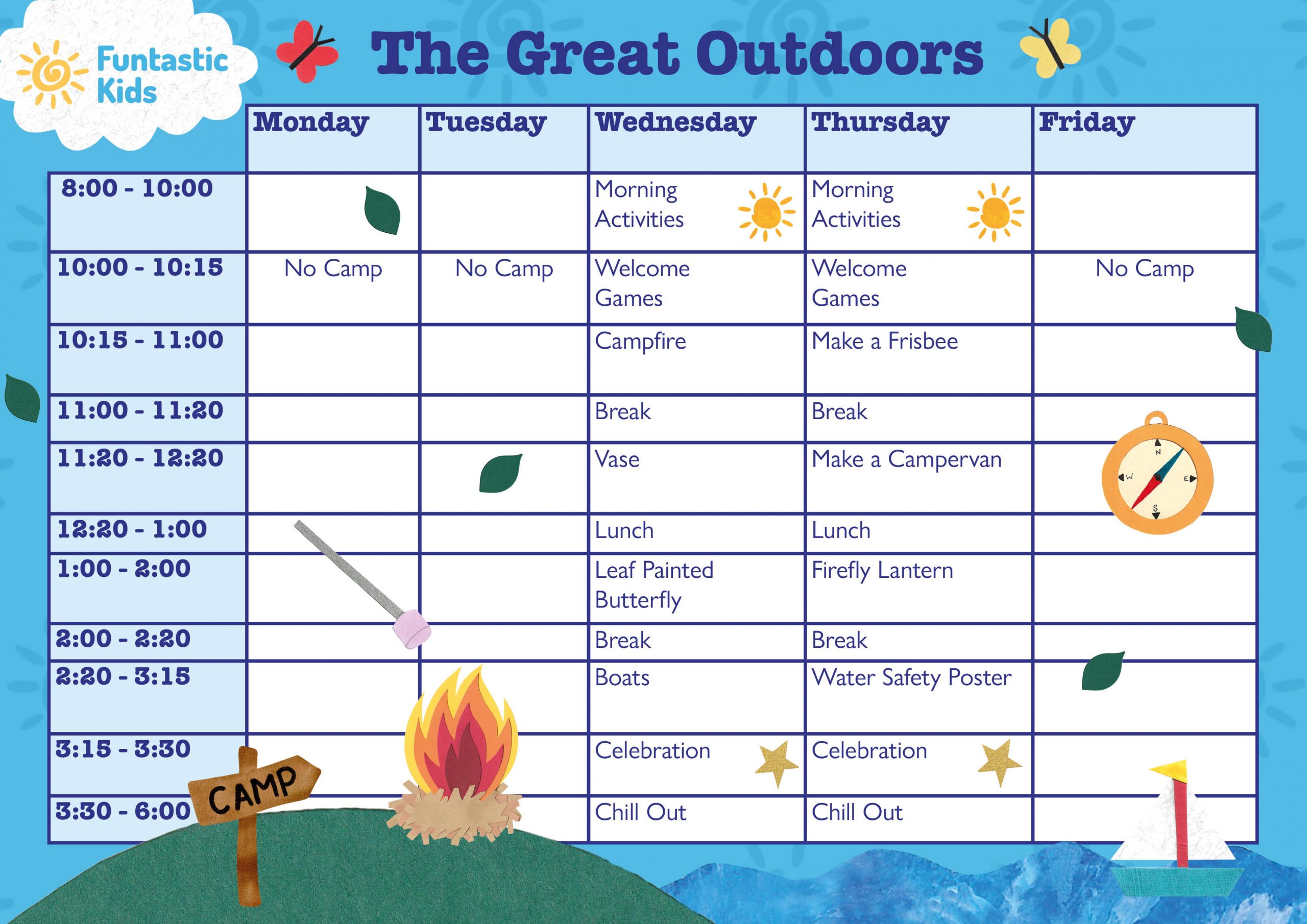 Summer Themed Timetable