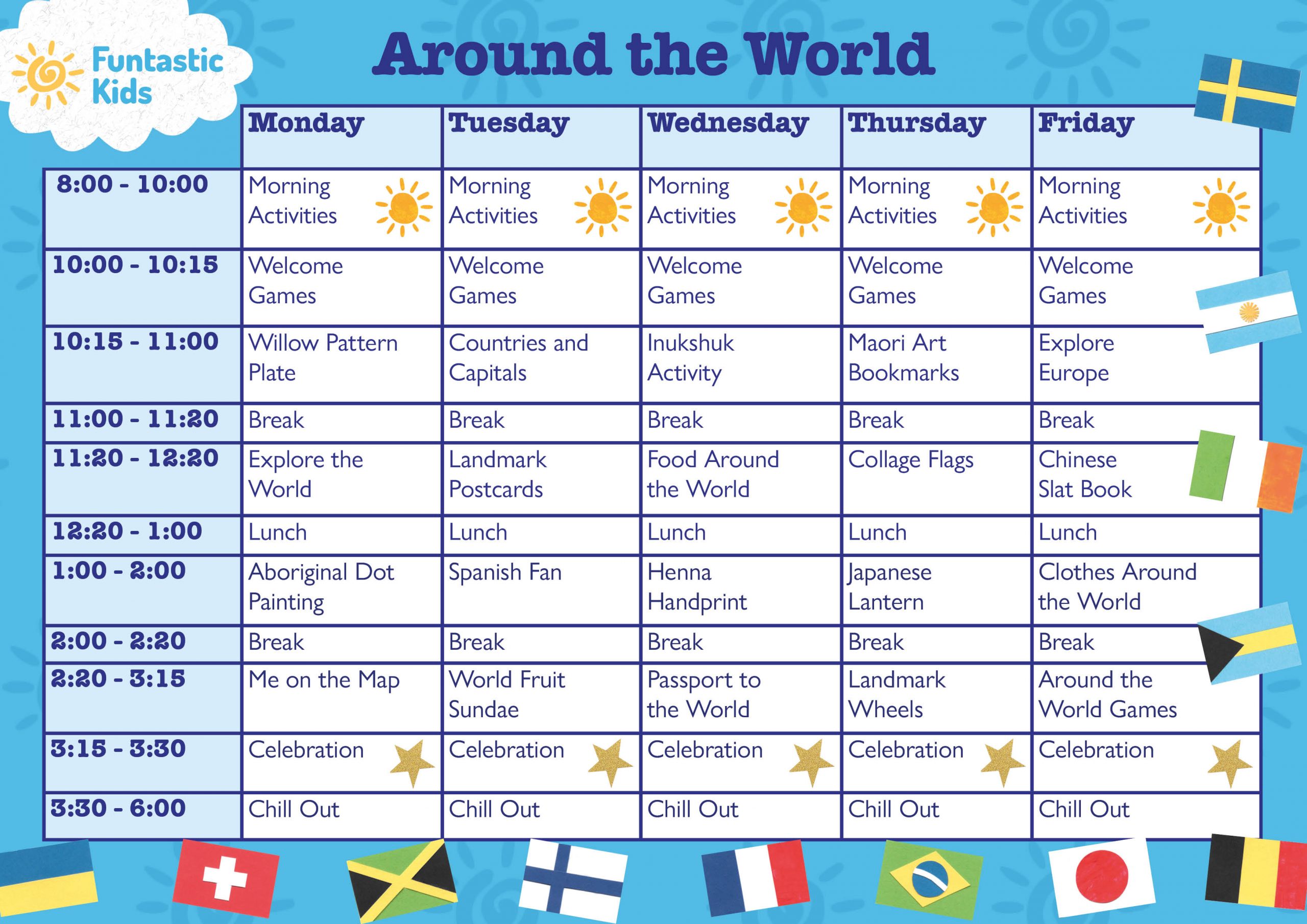 Summer Themed Timetable