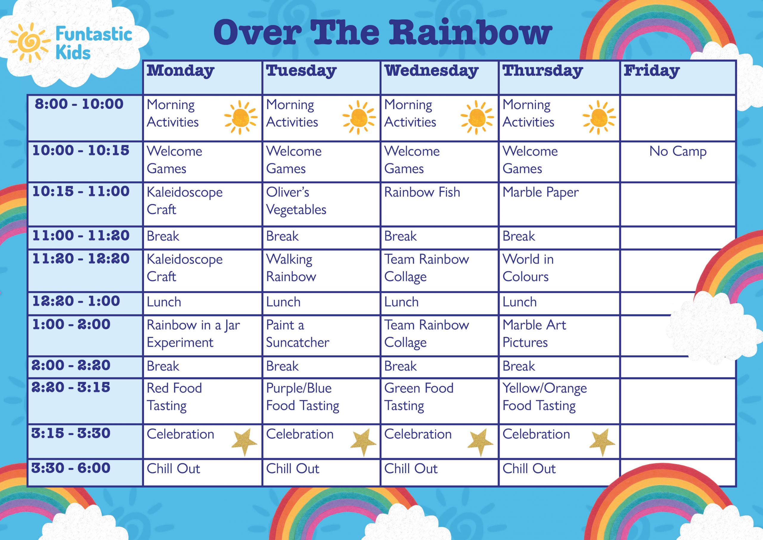 Summer Themed Timetable