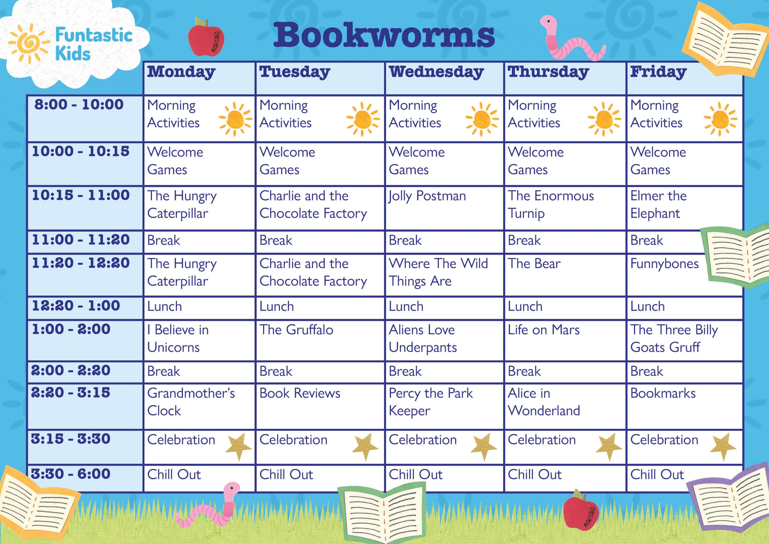 Summer Themed Timetable