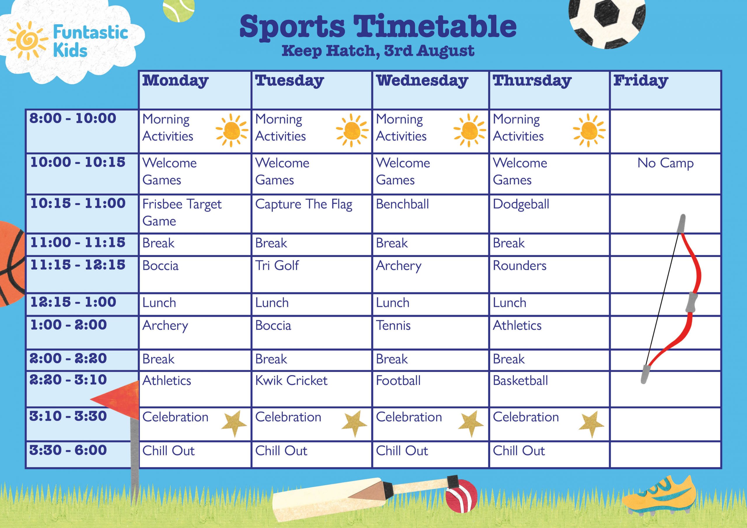 Summer Sports Timetable