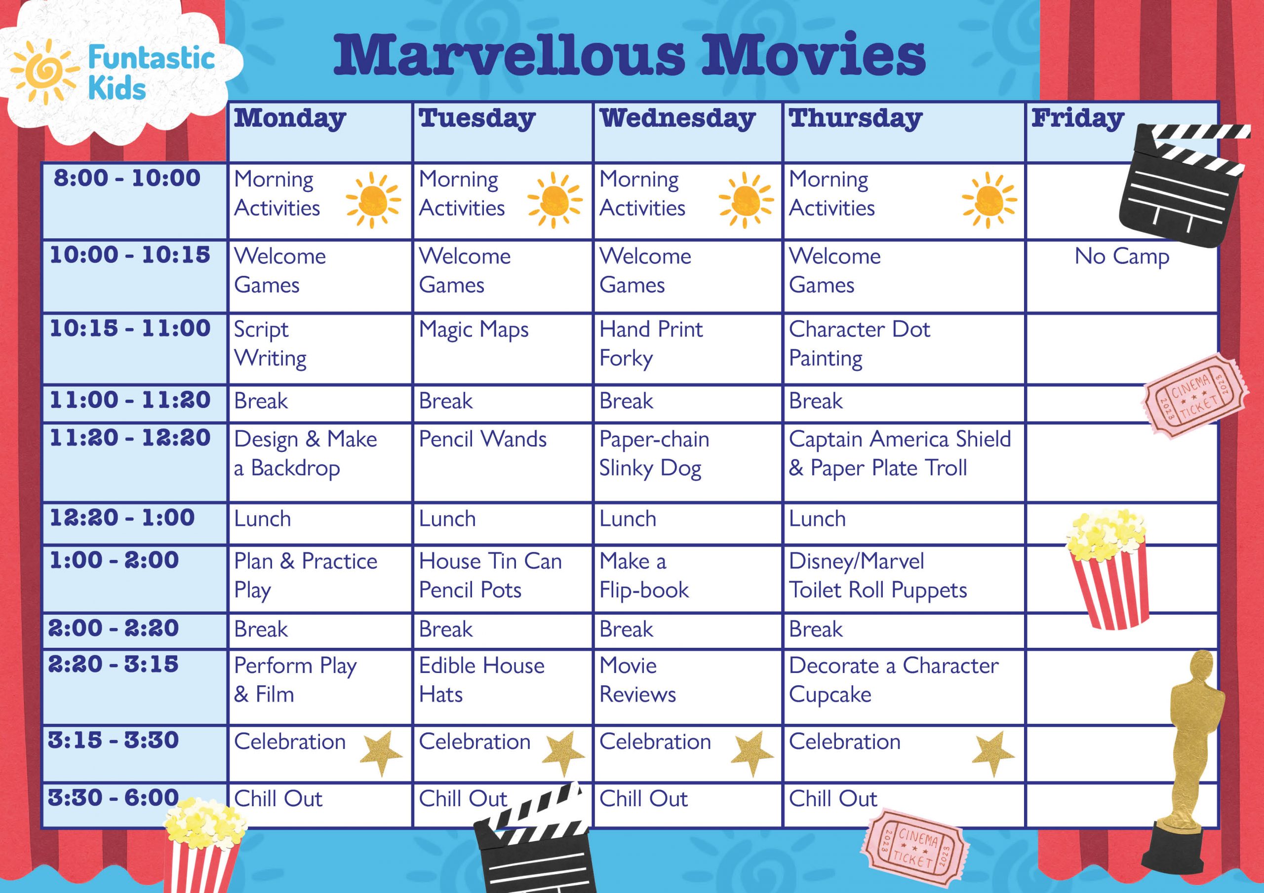 Summer Themed Timetable