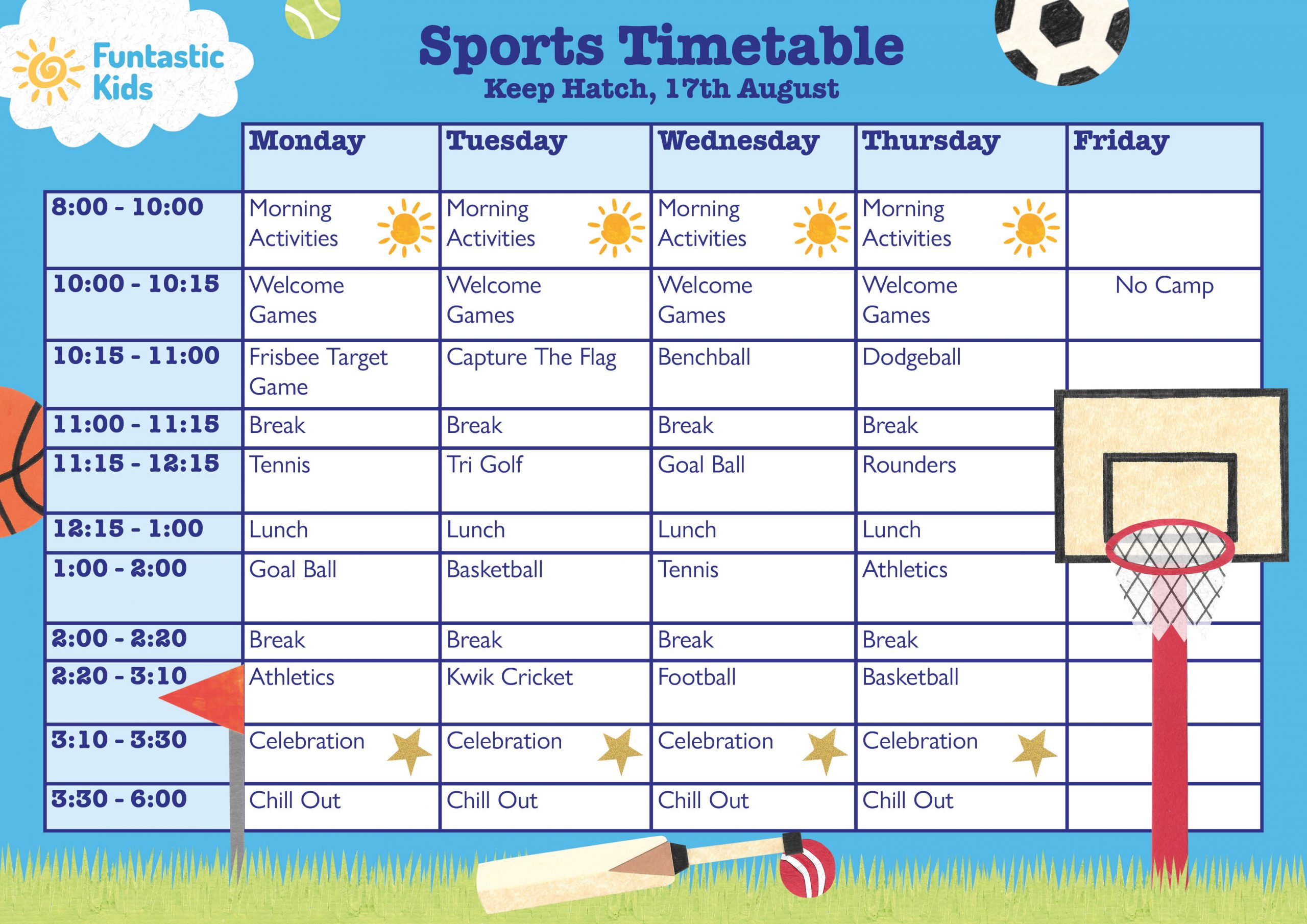 Summer Sports Timetable