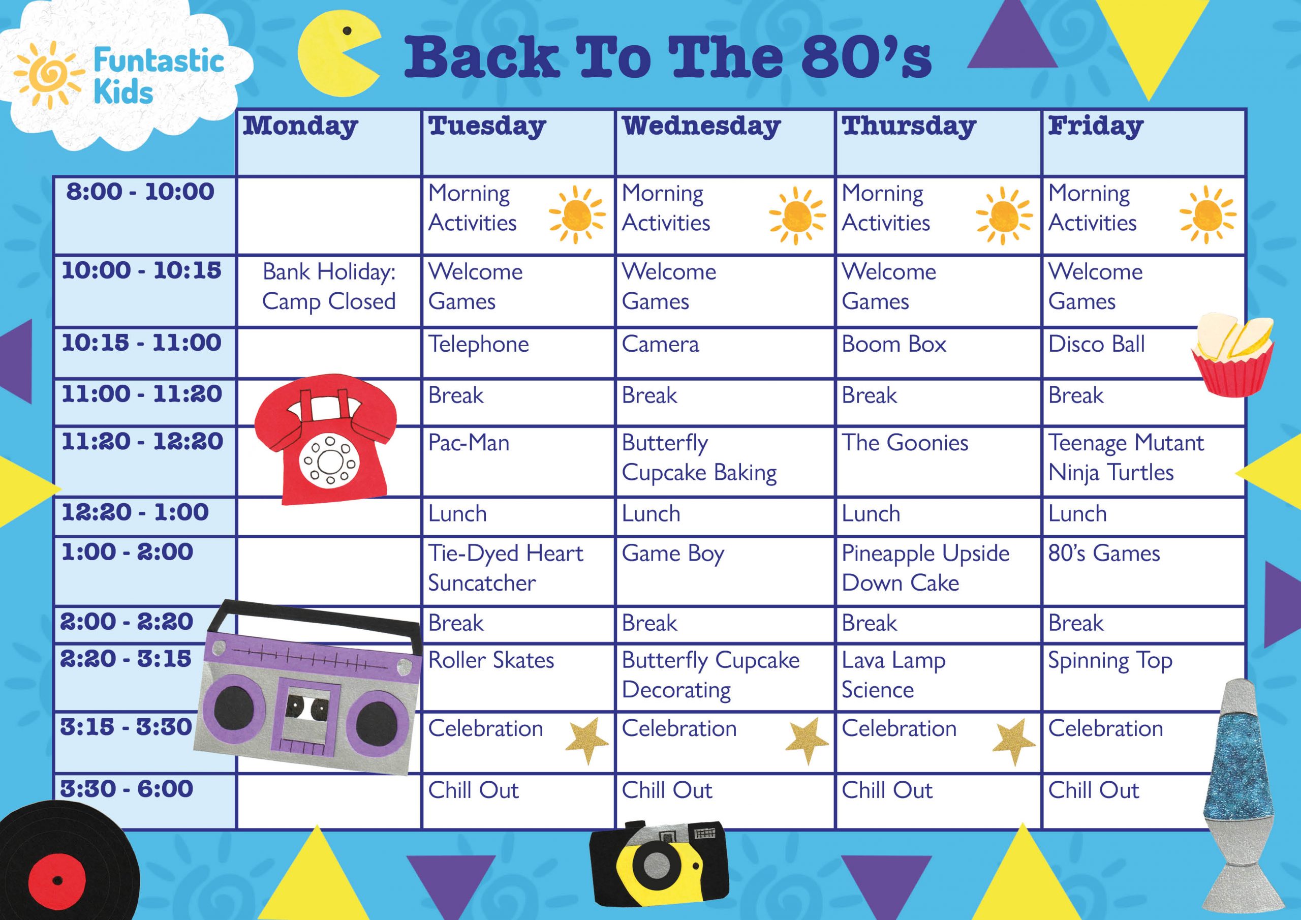 May Half Term Themed Timetable- Back to the 80s