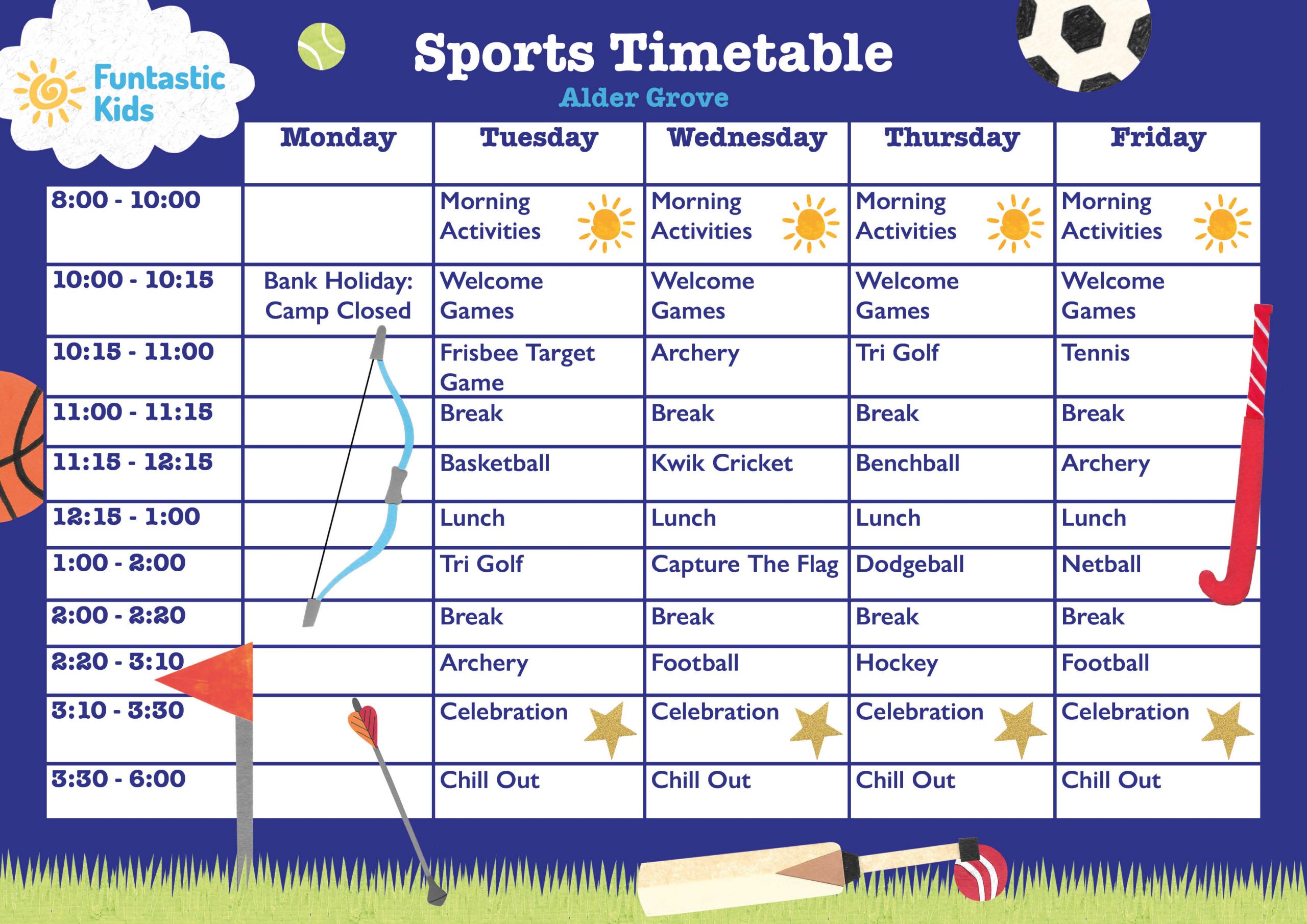 Alder Grove Sports Timetable May 2026 May Half Term Sports Timetable