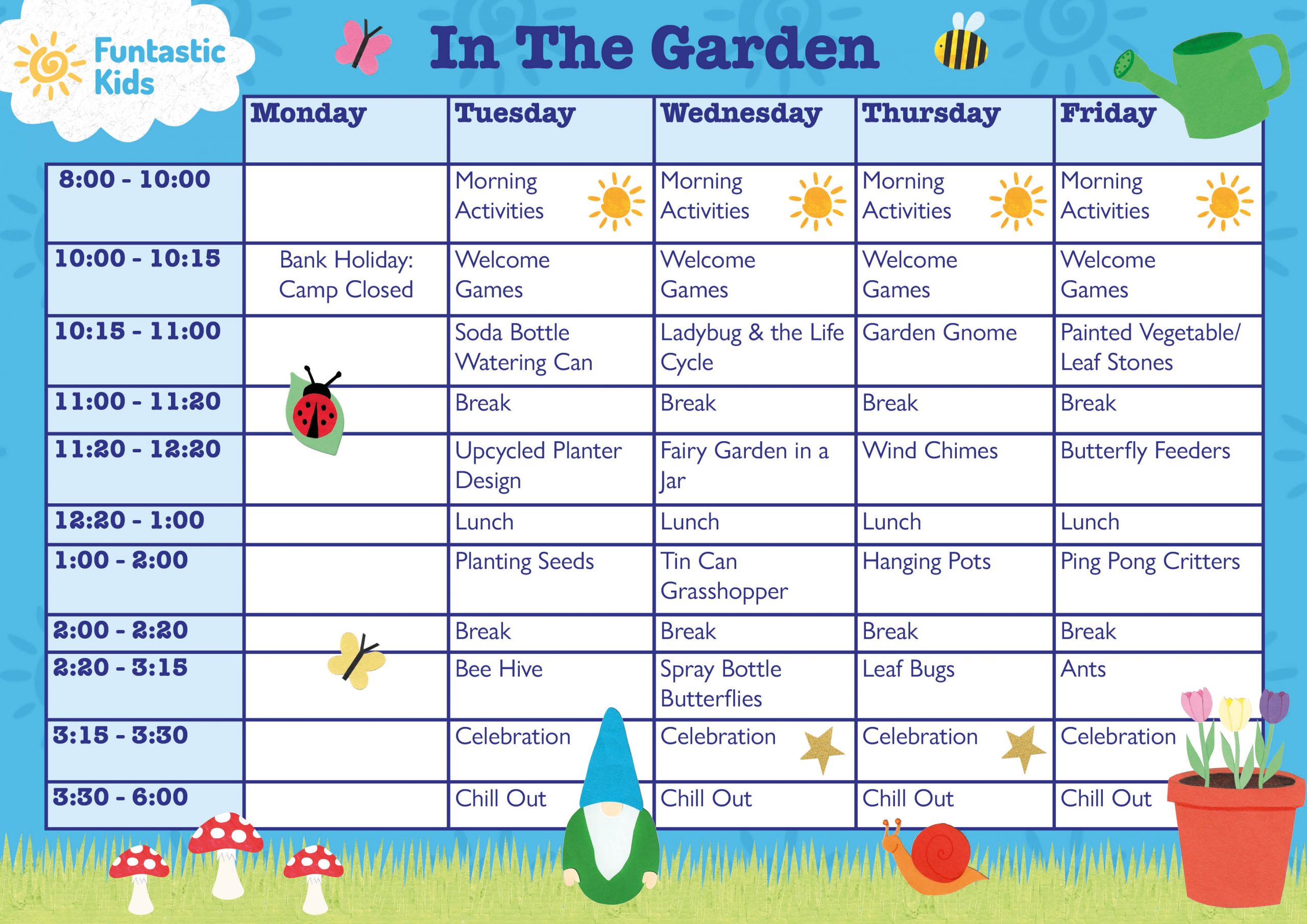 May Half Term Themed Timetable- In the Garden