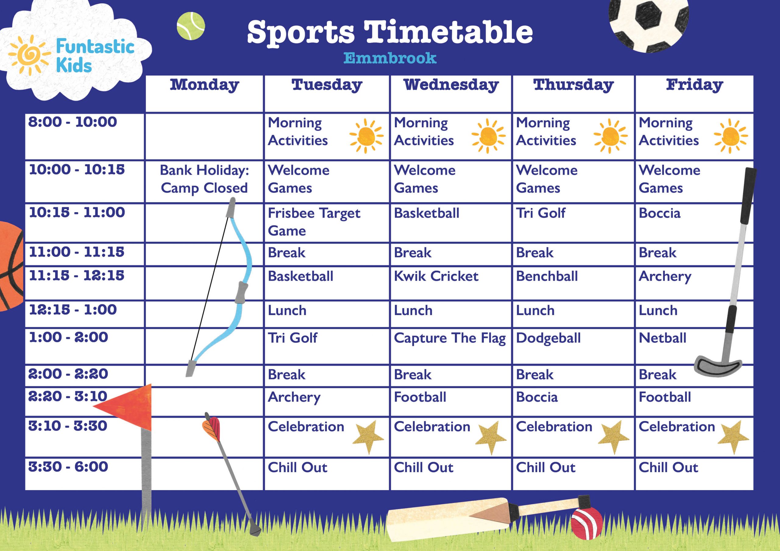 May Half Term Sports Timetable