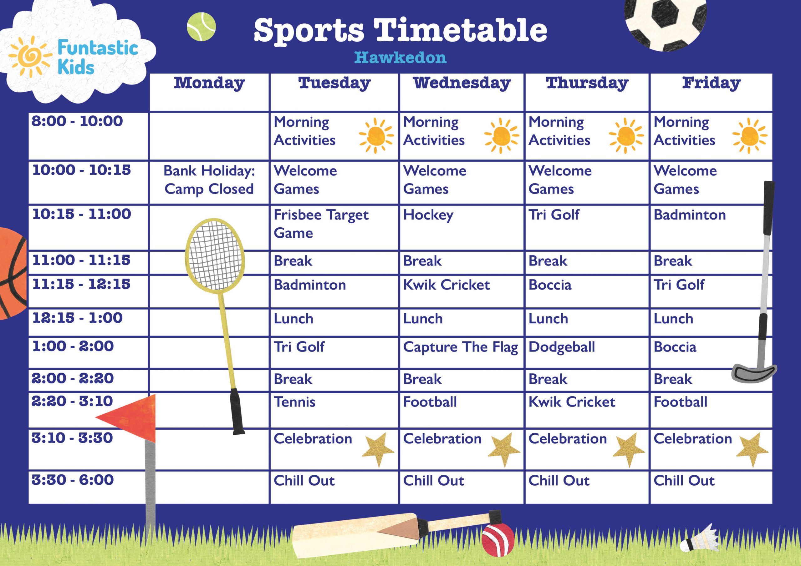 May Half Term Sports Timetable