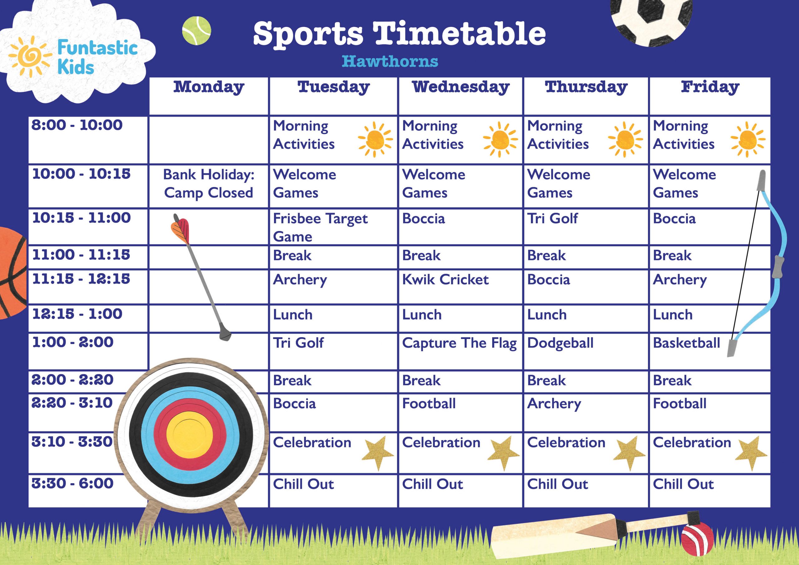May Half Term Sports Timetable