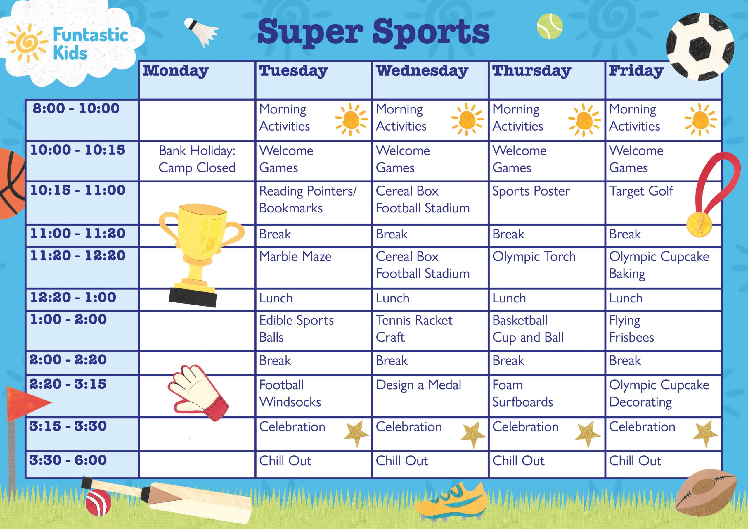 Highwood Super Sports May Half Term Themed Timetable- Super Sports