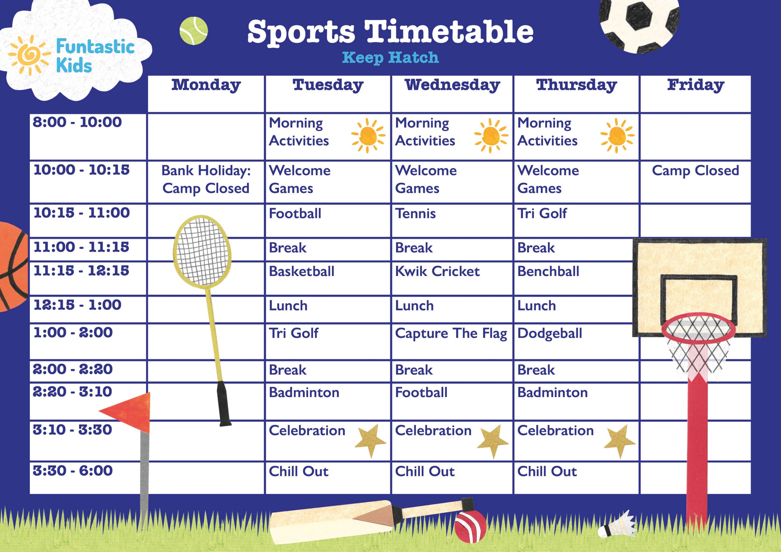 May Half Term Sports Timetable