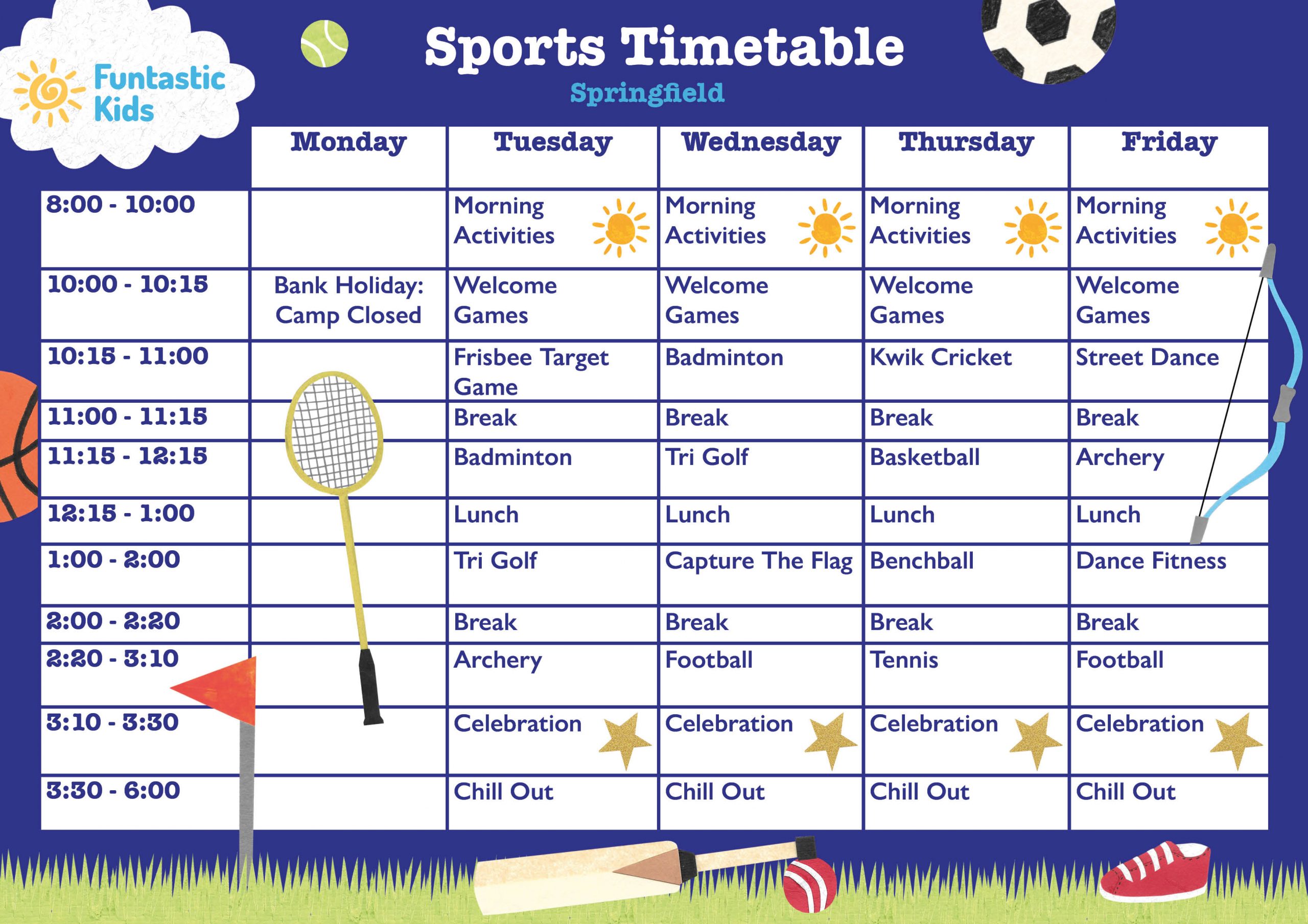 May Half Term Sports Timetable